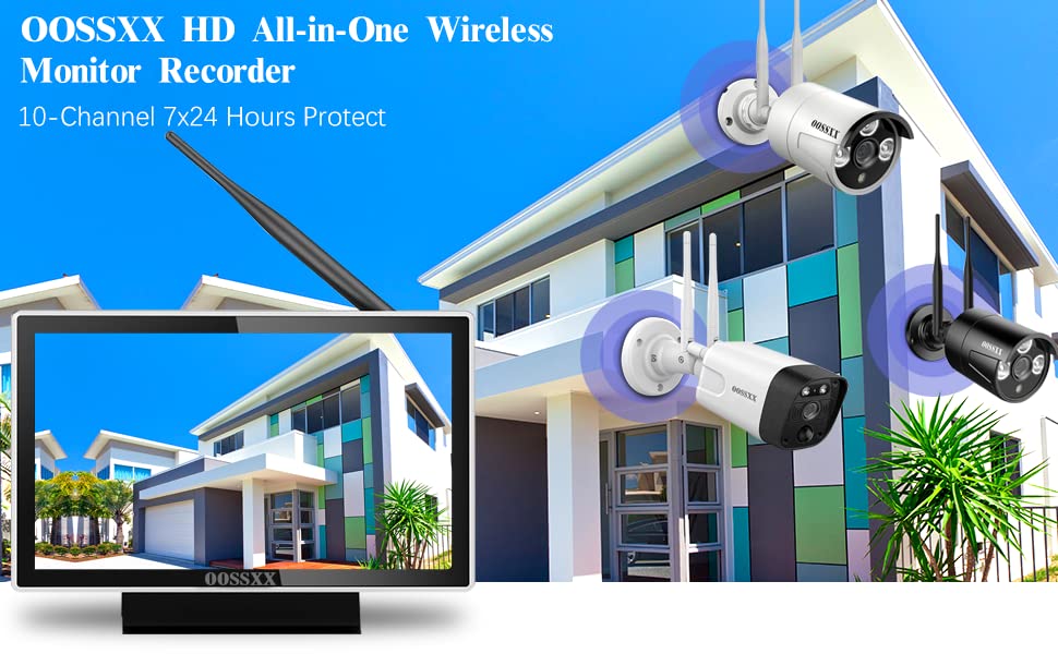 10-Inch Wireless Security Monitor with 10-Channel 5.0MP NVR System - No Hard Drive Included | Ideal for Home & Business Surveillance