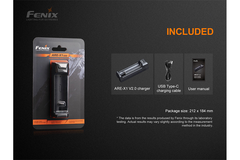 Fenix ARE-X1 V2.0 Smart Battery Charger for AA AAA Li-ion NiMH - Fast Charging with LCD Display | Perfect for Home, Travel & Emergency Power Supply