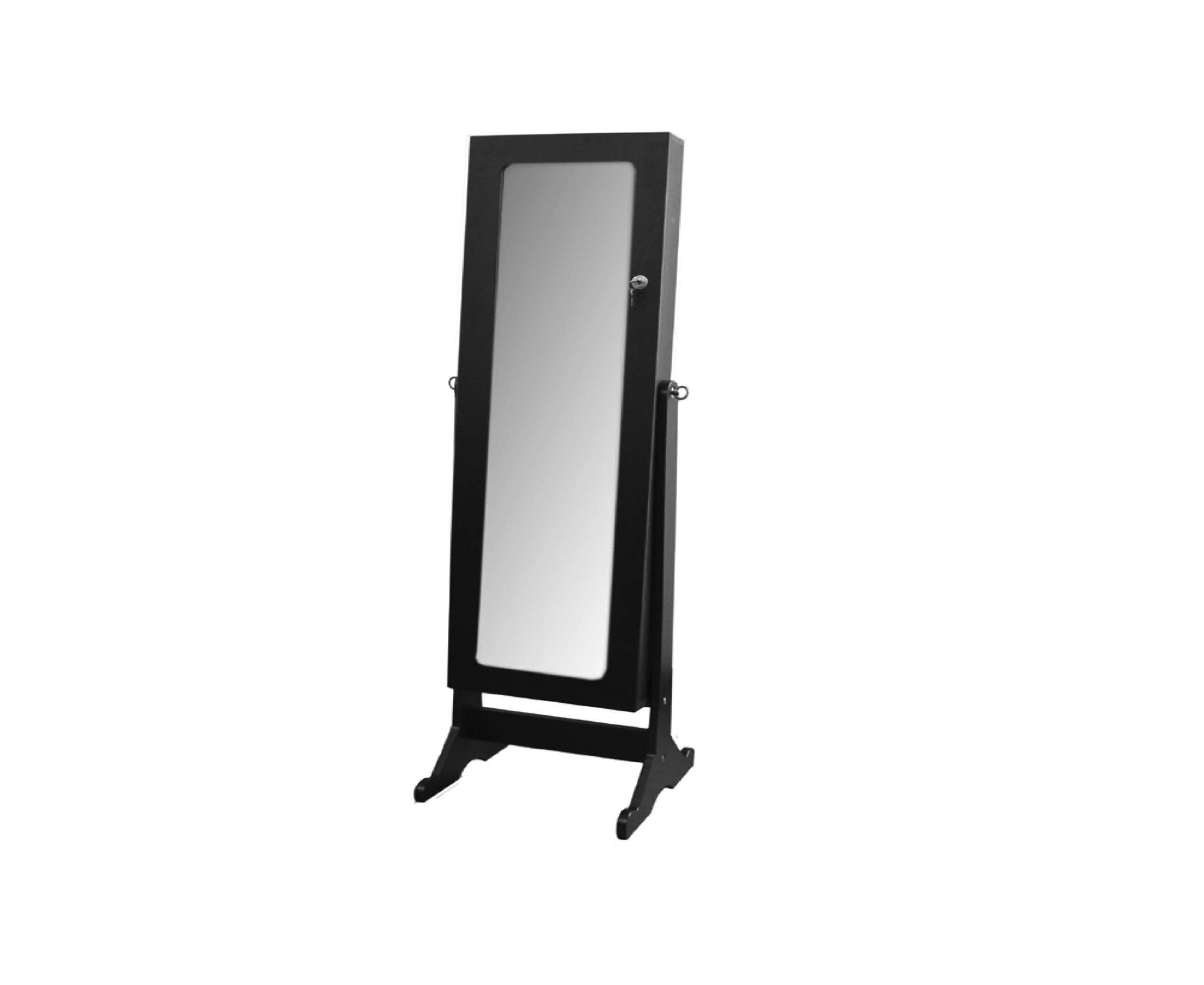 Ore International 57-Inch Standing Mirror with Storage & Jewelry Armoire - Dark Cherry Finish | Full-Length Floor Mirror with Organizer for Bedroom, Dressing Room & Closet