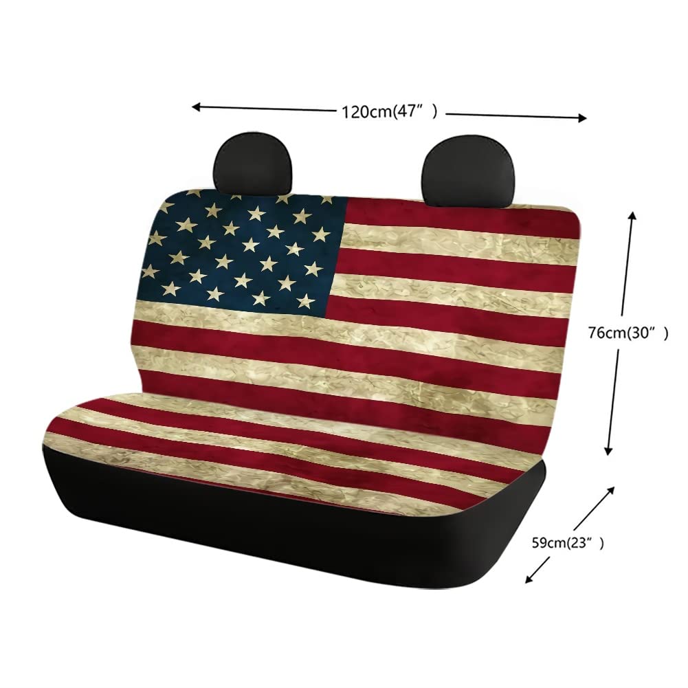 Patriotic American Flag Car Seat Cover - Universal Fit for SUVs, Trucks & Vans | Durable Polyester Back Bench Protector | Dust-Proof Full Wrap Design with Stars & Stripes | Perfect for Road Trips, Tailgating & 4th of July Celebrations