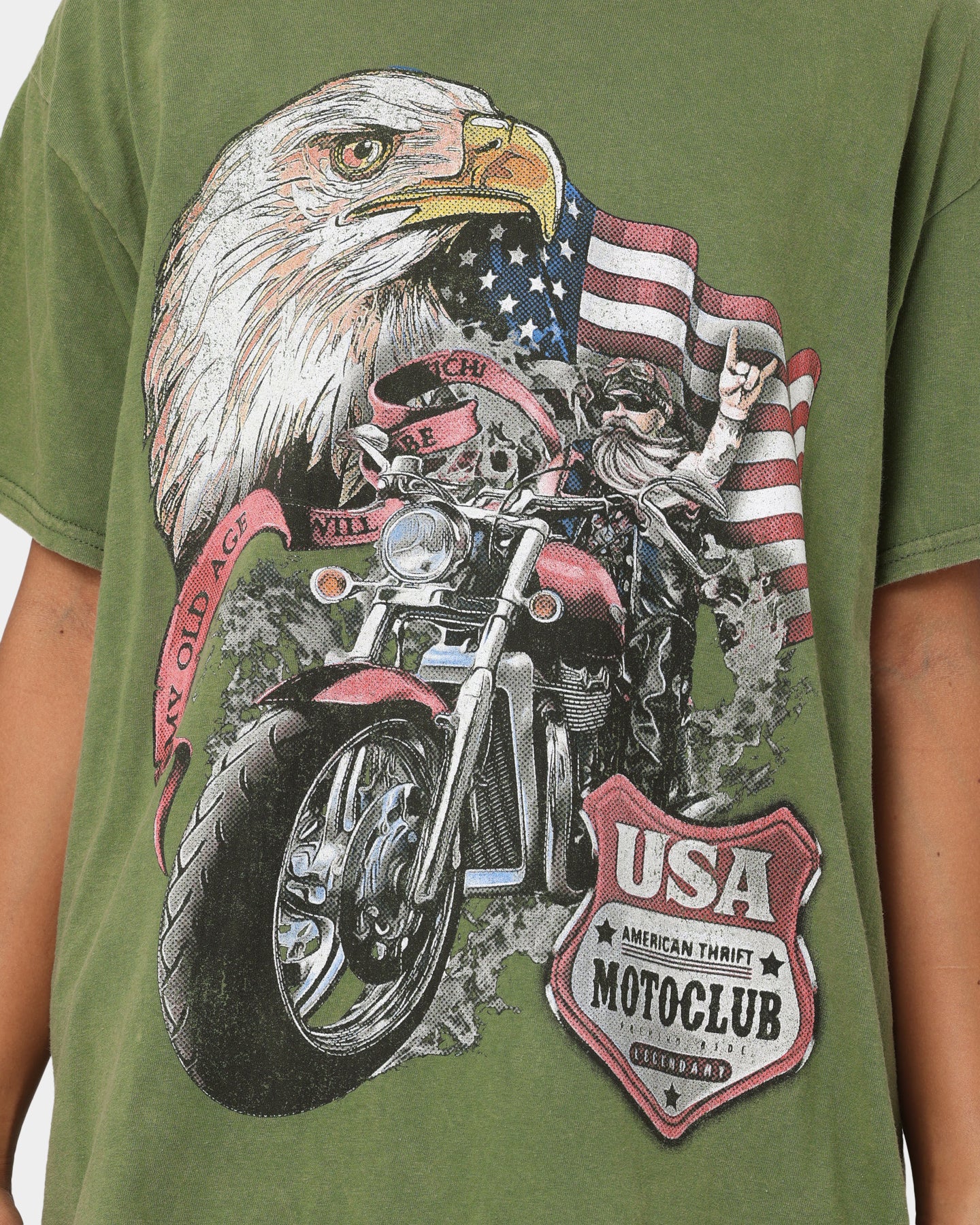 American Thrift Eagle Moto Club T-Shirt - Military Style Biker Tee for Men | Casual Wear & Motorcycle Riding