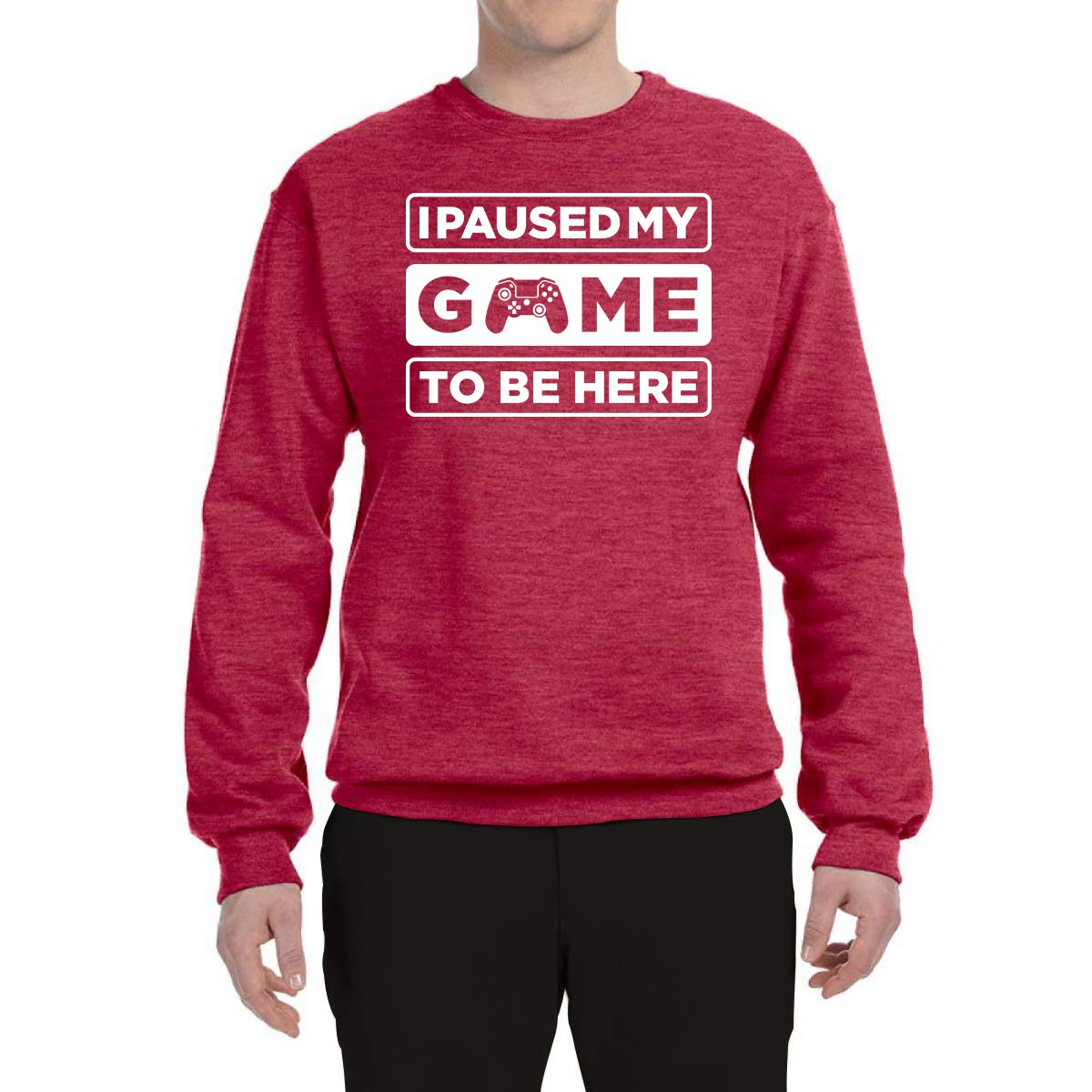Wild Bobby 'I Paused My Game to Be Here' Gaming Sports Graphic Sweatshirt for Men & Women | Comfortable Crewneck Pullover for Gamers, Esports Fans & Casual Wear