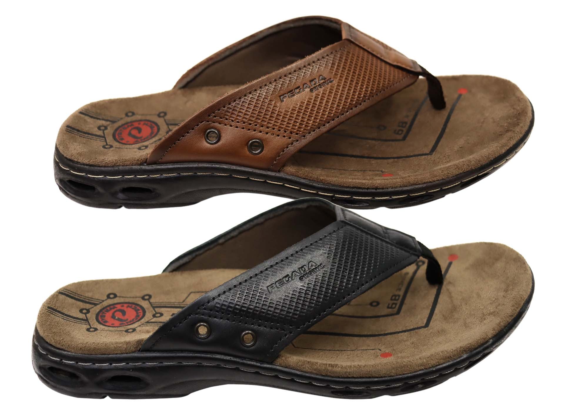 **Glenn Men's Comfortable Leather Thong Sandals - Handmade in Brazil - Perfect for Beach, Pool & Casual Summer Wear**