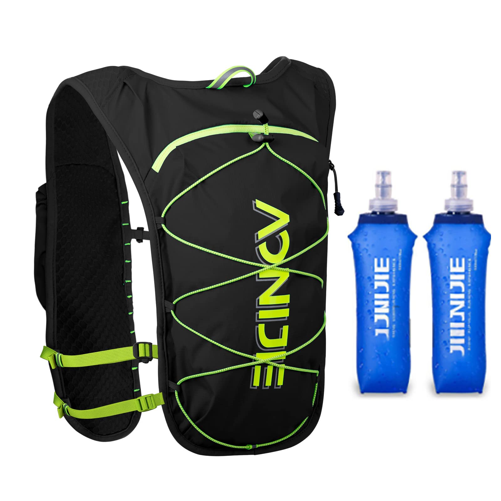 Rayuwen Hydration Backpack Vest - 2L Water Bladder & 2 Water Bottles, Lightweight Breathable Running Backpack with Multiple Pockets, Reflective & Waterproof Design for Hiking, Cycling & Outdoor Sports