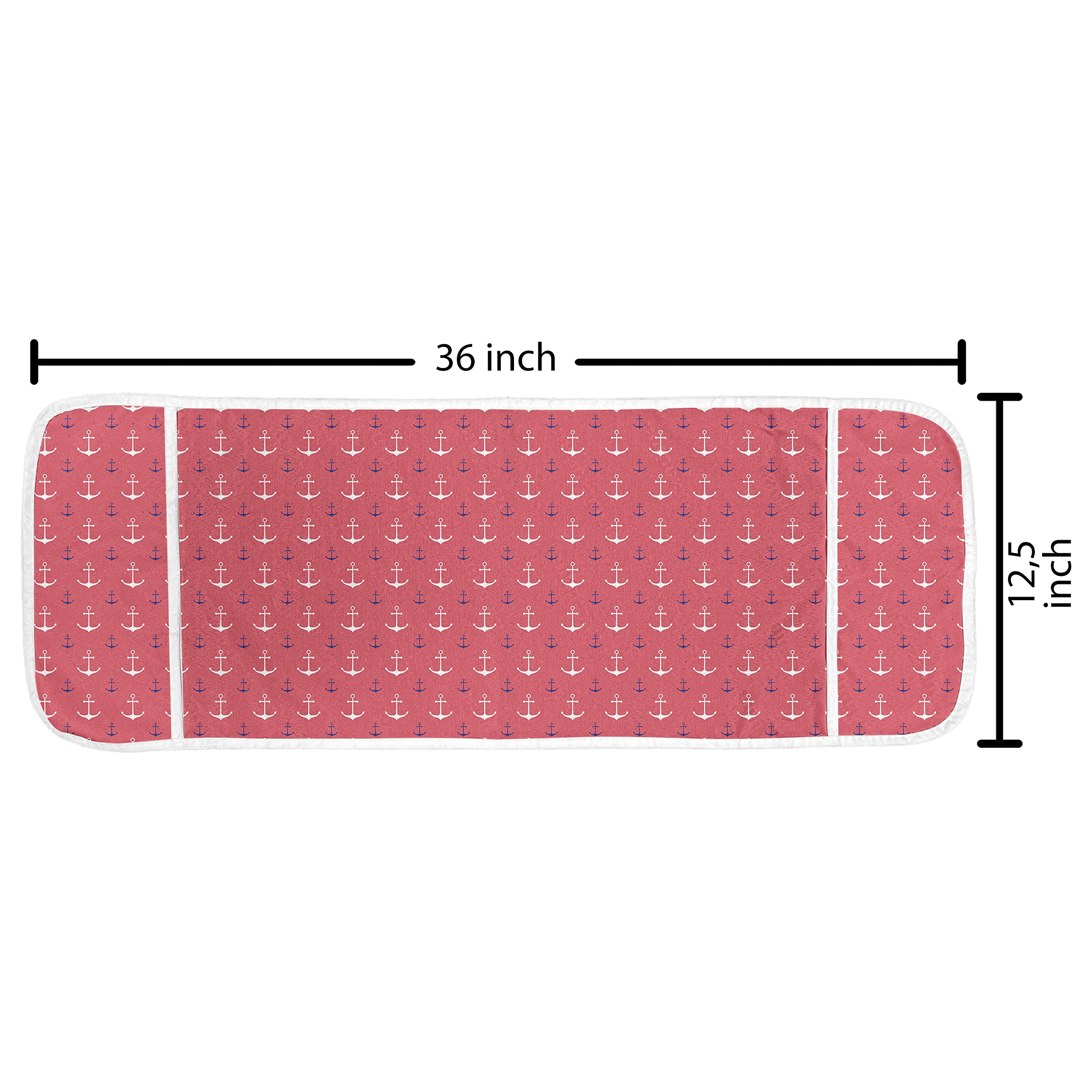 Ambesonne Waterproof Microwave Cover with Anchor Nautical Print - Dark Coral Indigo White Kitchen Organizer 36