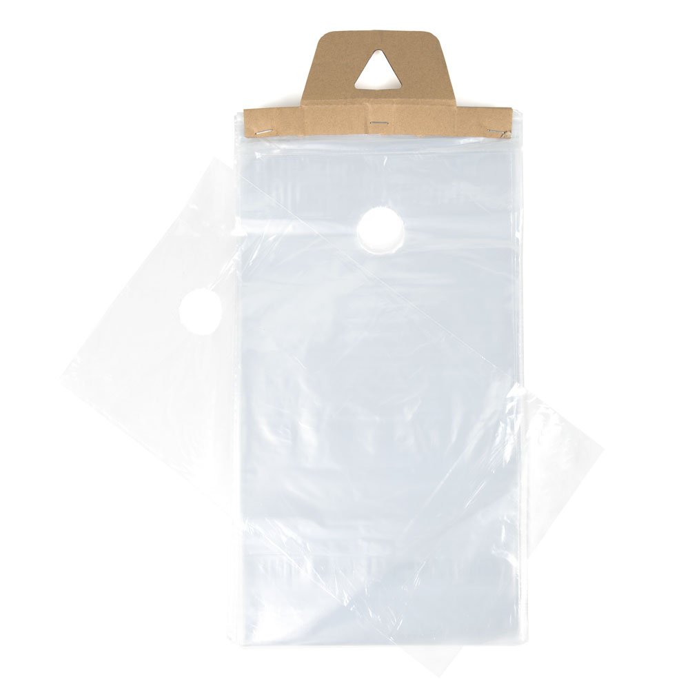 ClearBags 9 x 15 Inch Clear Plastic Door Hanger Bags (1000 Pack) - Waterproof Hanging Bags for Flyers, Coupons & Promotions | Poly Mailer Bags with Hangers for Door Knobs | Newspaper & Mail Protection from Rain, Dirt & Bugs | Perfect for Retail Stores, Restaurants & Real Estate Marketing | DK4