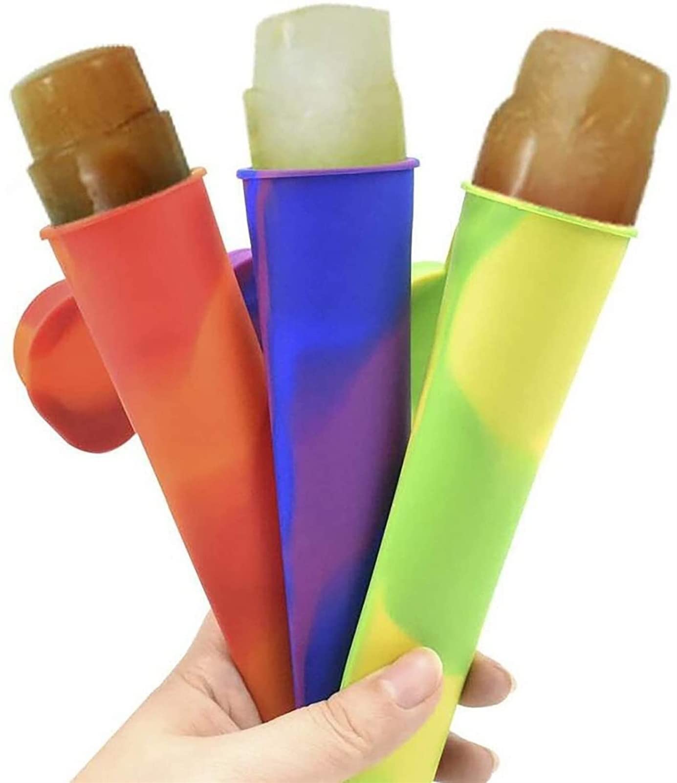 3-Pack Reusable Silicone Popsicle Molds for Kids & Adults - BPA-Free Food Grade Ice Pop Makers with Lids - DIY Frozen Treats for Summer, Parties & Healthy Snacks (Assorted Colors)