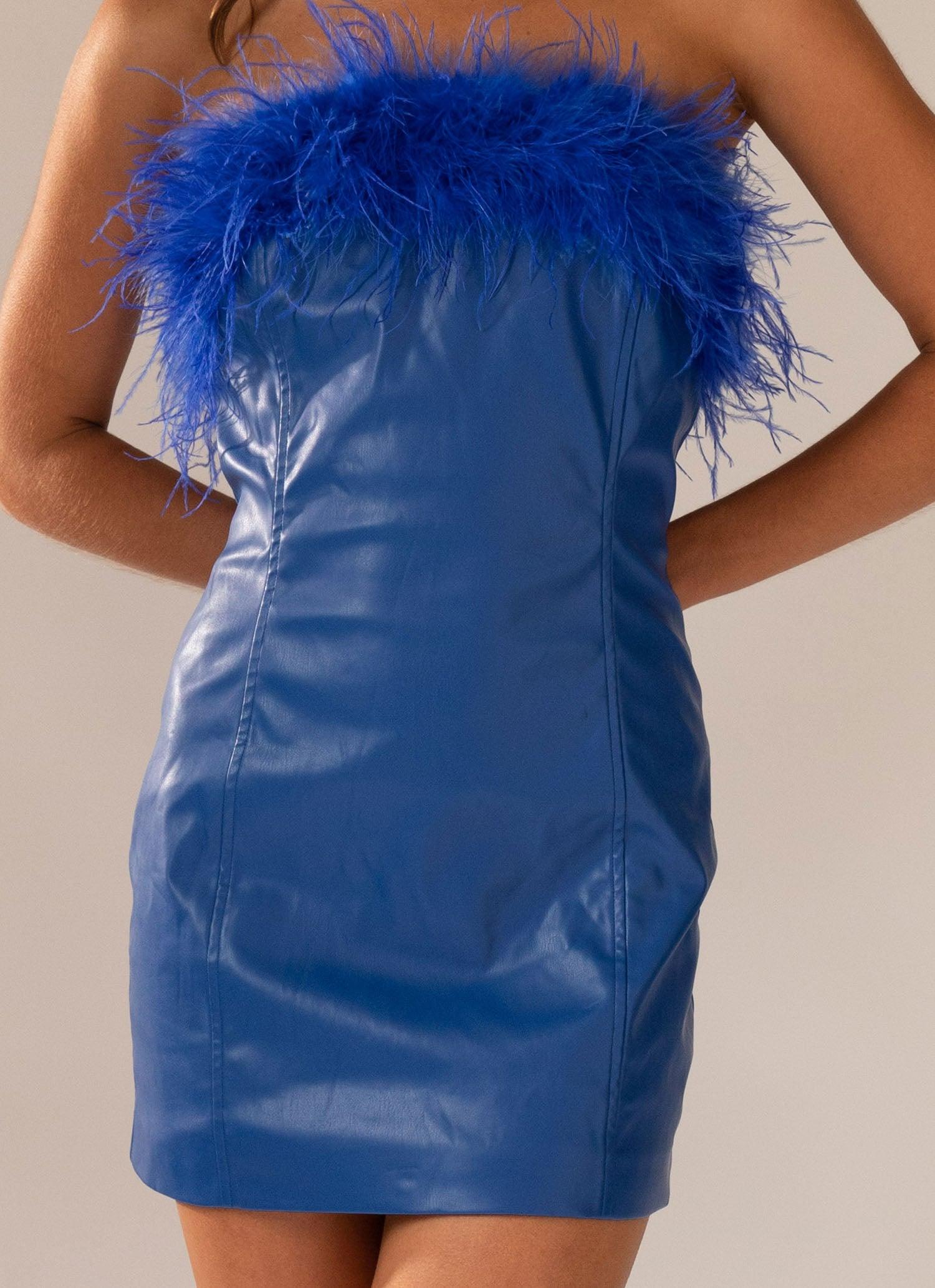 Cobalt Blue PU Mini Dress for Women - Elegant Party & Night Out Outfit | Perfect for Clubbing, Date Night & Special Events