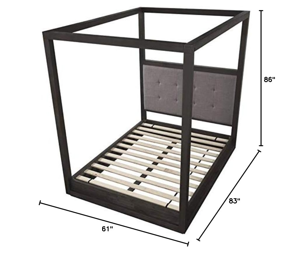 Modus Furniture Solid Wood Canopy Bed Frame - Full Size Oxford Dolphin Design for Bedroom, Guest Room & Master Suite