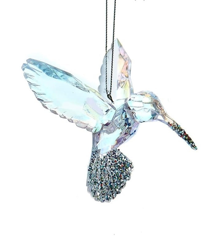 3.75 Inch Opalescent Glittered Bird Ornament - Handmade Christmas Tree Decorations, Holiday Home Decor, Wedding Party Favors, Gift for Bird Lovers