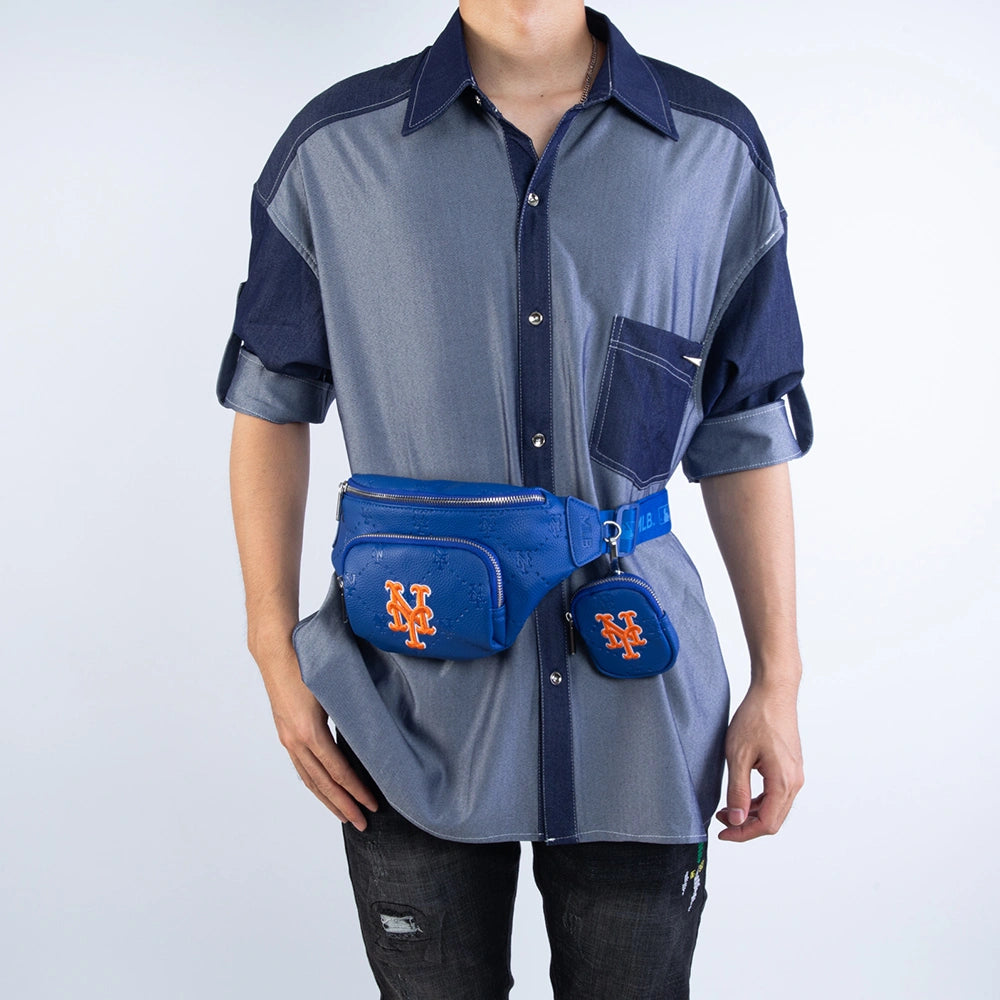 MLB New York Mets Official Logo Fanny Pack Waist Bag - Perfect for Baseball Games, Concerts & Outdoor Activities