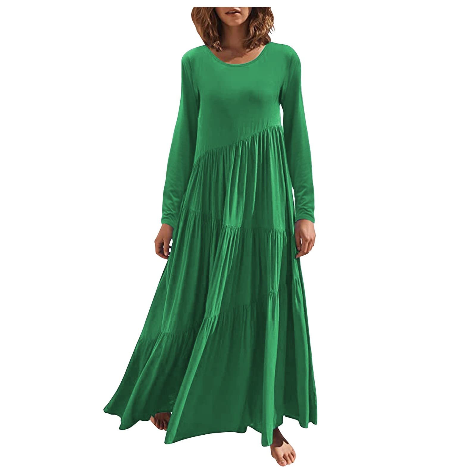 FIRERO Women's Relaxed Fit Casual Tunic Dress - Summer Short Sleeve Scoop Neck Plus Size Flowy Dress - Breathable Fabric for Beach, Seaside & Vacation Wear