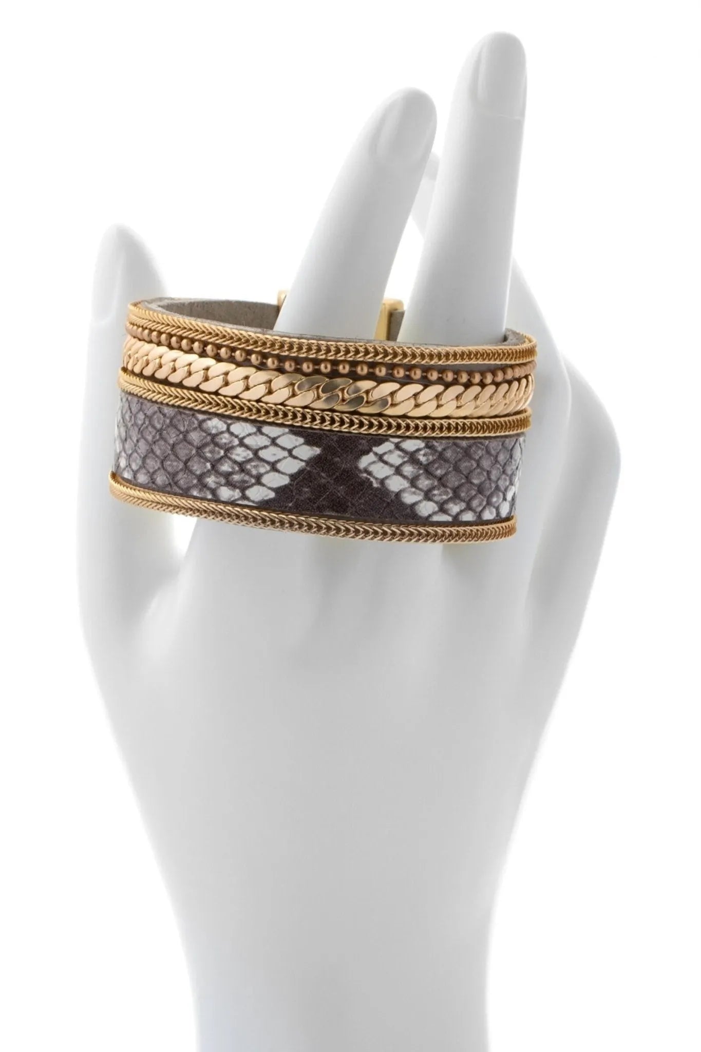 Snake Print Gold Chain Bracelet for Women - Fashion Jewelry Accessories for Party, Wedding & Everyday Wear