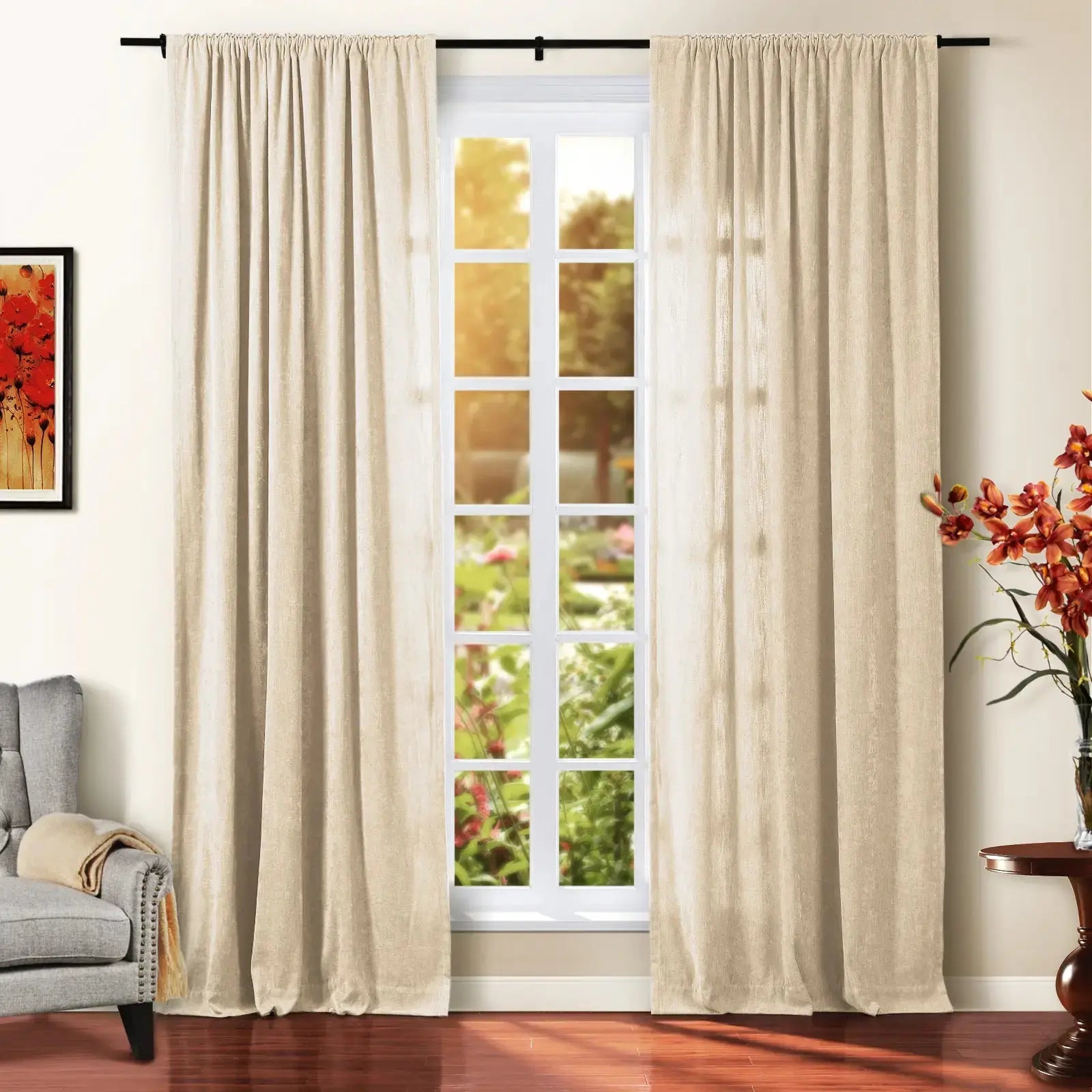 Tino Heavyweight Chenille Blackout Curtains - Soft Thermal Insulated Drapes for Living Room & Bedroom - Noise Reducing & Light Blocking Window Treatments