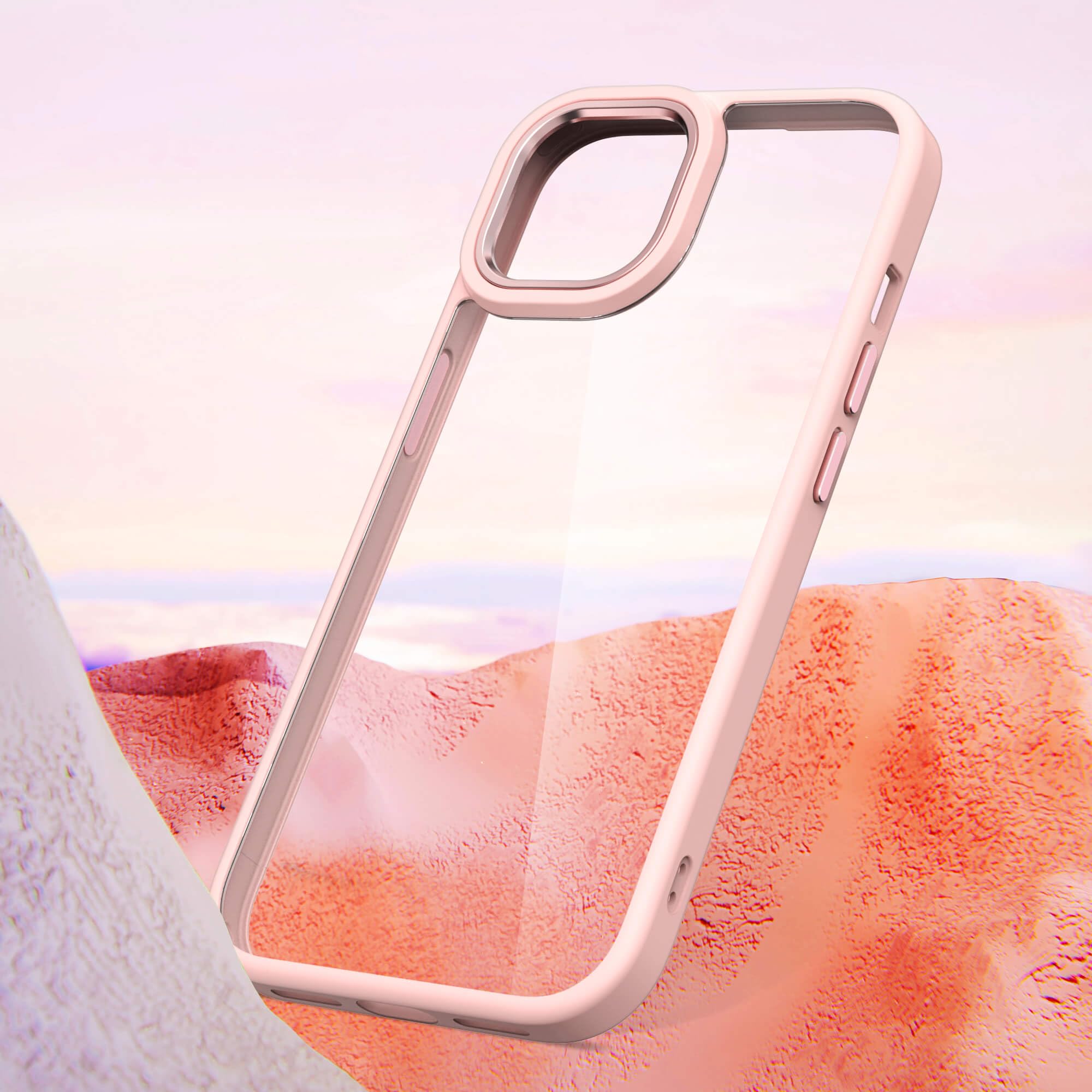 ULAK Clear iPhone 15 Case [6.1 Inch] - Anti-Yellowing Heavy Duty Protection, Shockproof Rugged Cover with Soft TPU & Hard Bumper | Safe Grip Protective Phone Cover for Women & Men - Perfect for Outdoor Activities, Work & Daily Use (Pink)