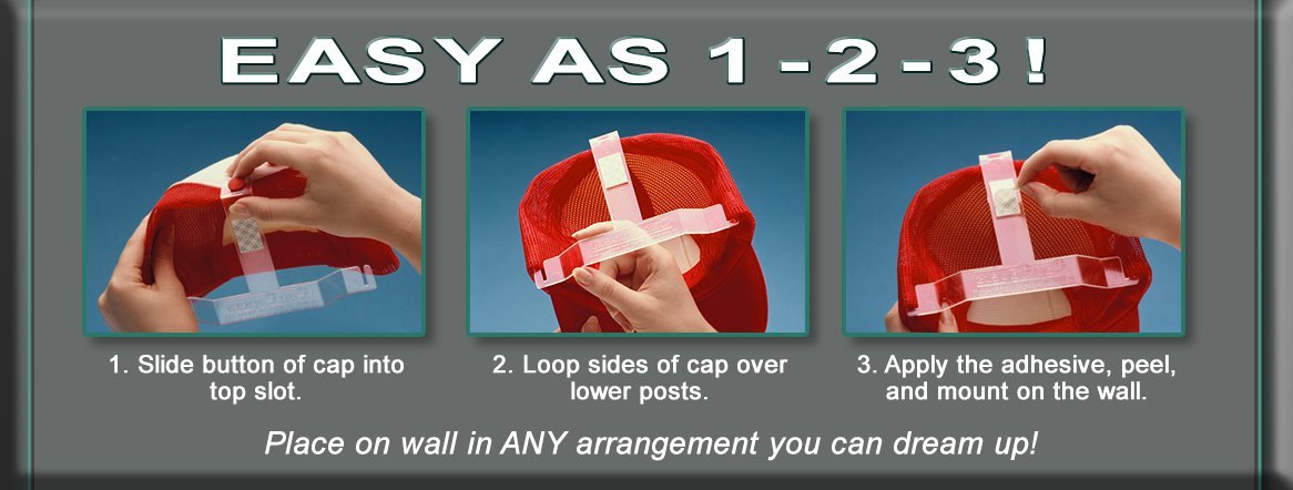 Cap Capers® Baseball Cap Display - Wall Mounted Hat Rack Organizer (6 Pack) for Cap Collectors | Perfect for Bedroom, Closet & Sports Memorabilia Storage