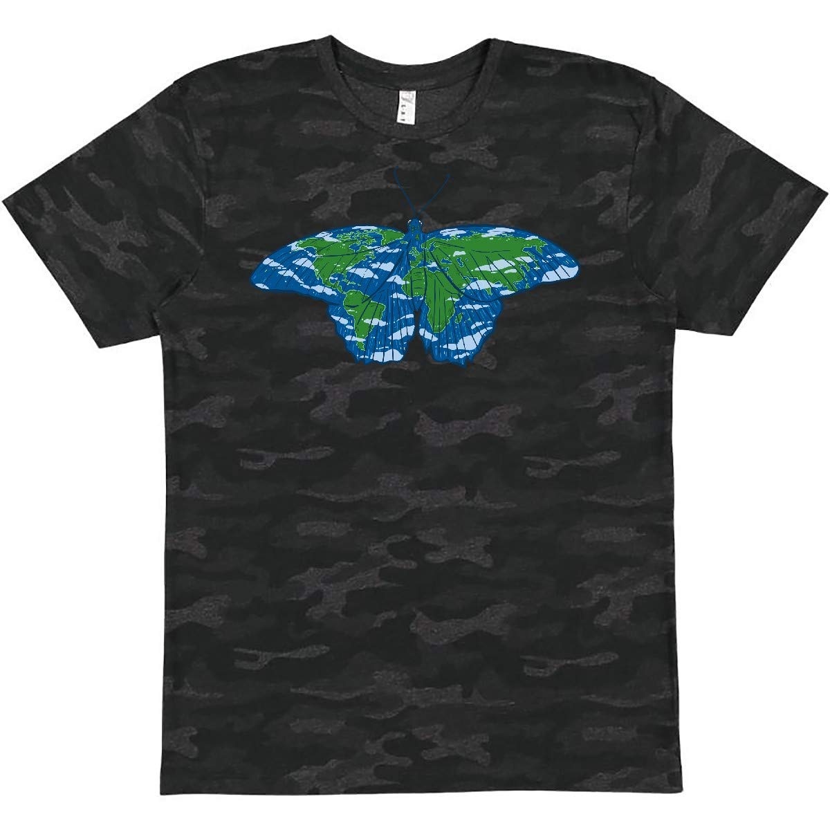 Inktastic Beautiful Earth Butterfly T-Shirt - Eco-Friendly Graphic Tee for Women - Perfect for Earth Day, Nature Lovers & Casual Wear