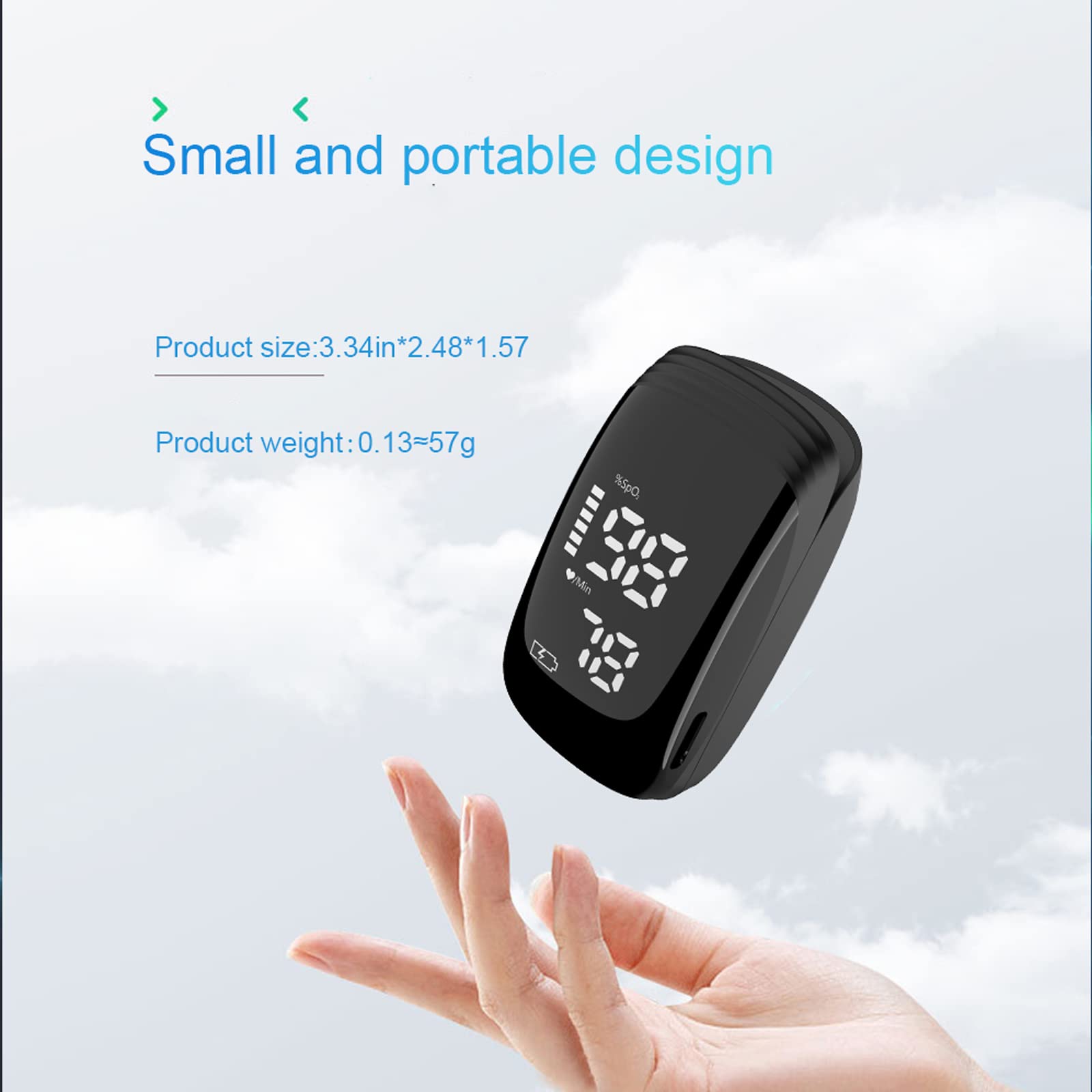 Accurate Rechargeable Fingertip Pulse Oximeter - Fast SpO2 & Blood Oxygen Saturation Monitor - Portable Oxygen Meter for Home, Travel & Sports - Black
