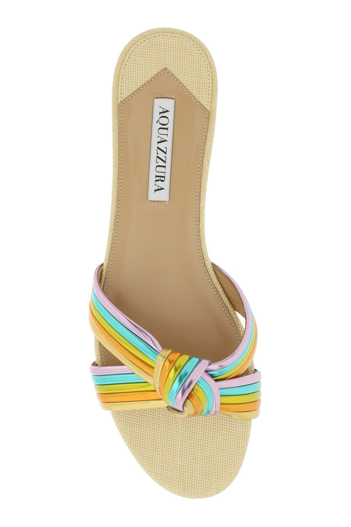 Aquazzura Women's Raffia and Leather Slides - Comfortable Summer Sandals for Beach, Pool, and Casual Outings