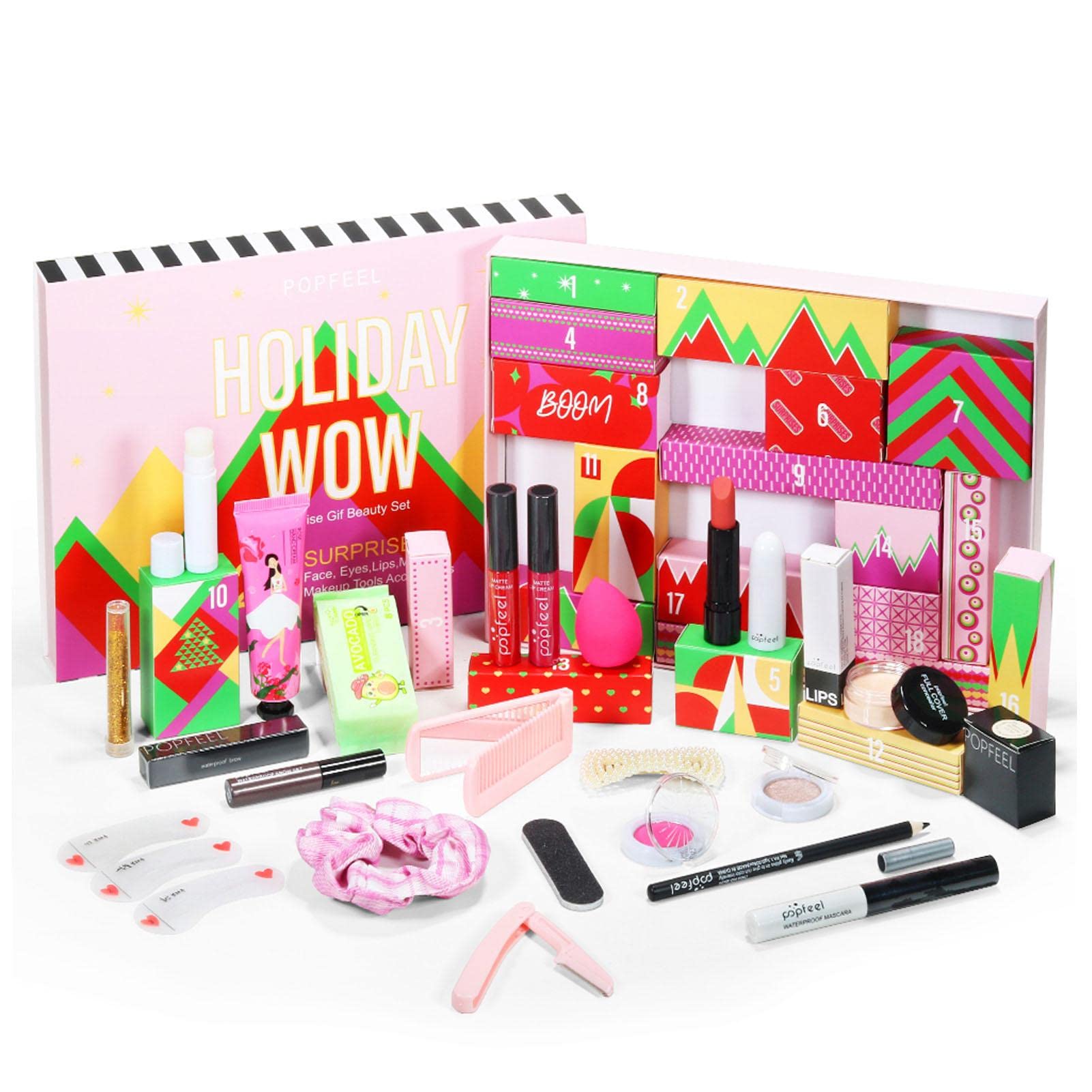 PW TOOLS 2022 Makeup Countdown Calendar - Lipstick & Eyeshadow Set for Women | Party & Gift