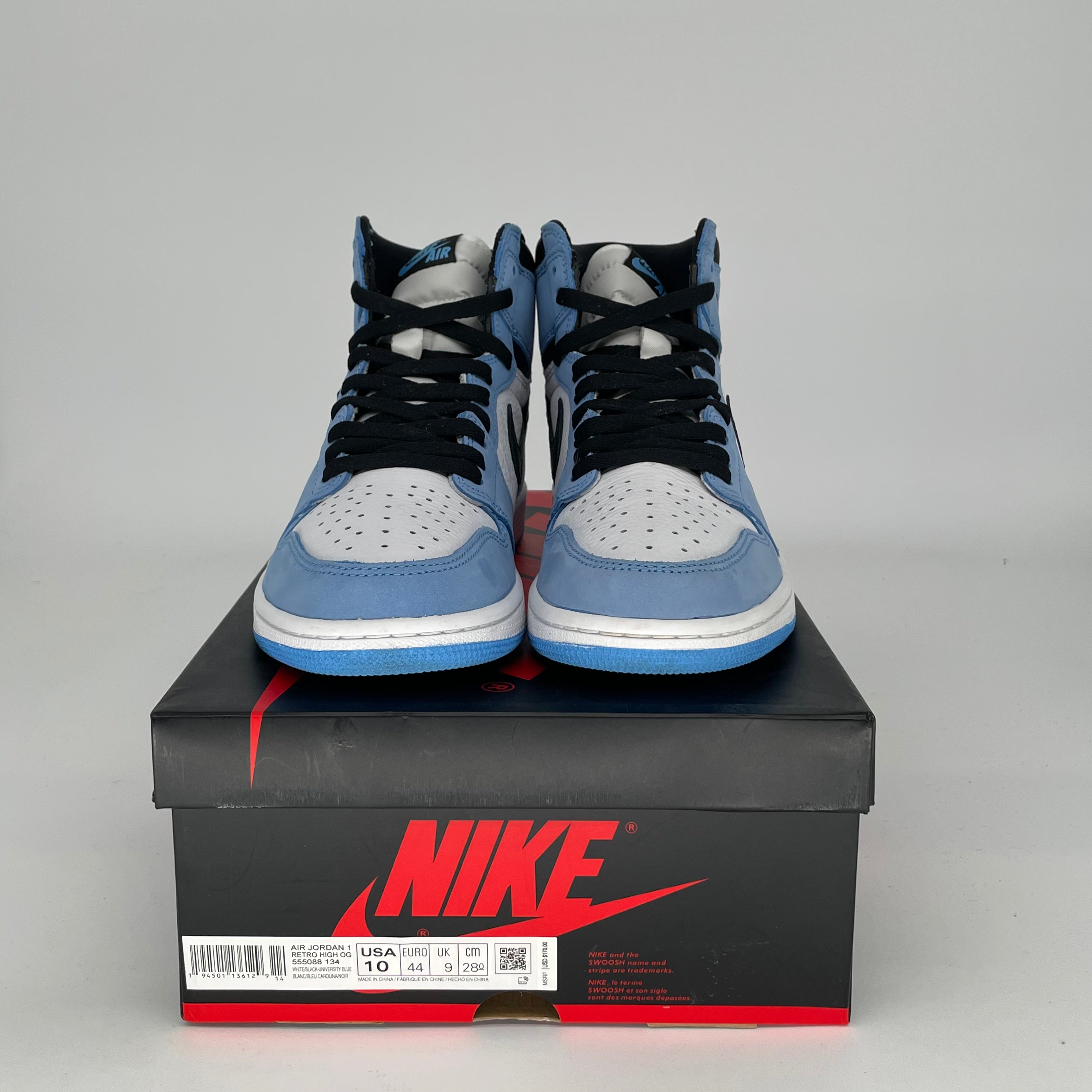 AIR JORDAN 1 UNIVERSITY BLUE Sneakers - Men's Size 10 & Women's Size 11.5 - Style Code 555088-134 - Perfect for Basketball, Streetwear & Sneaker Collection