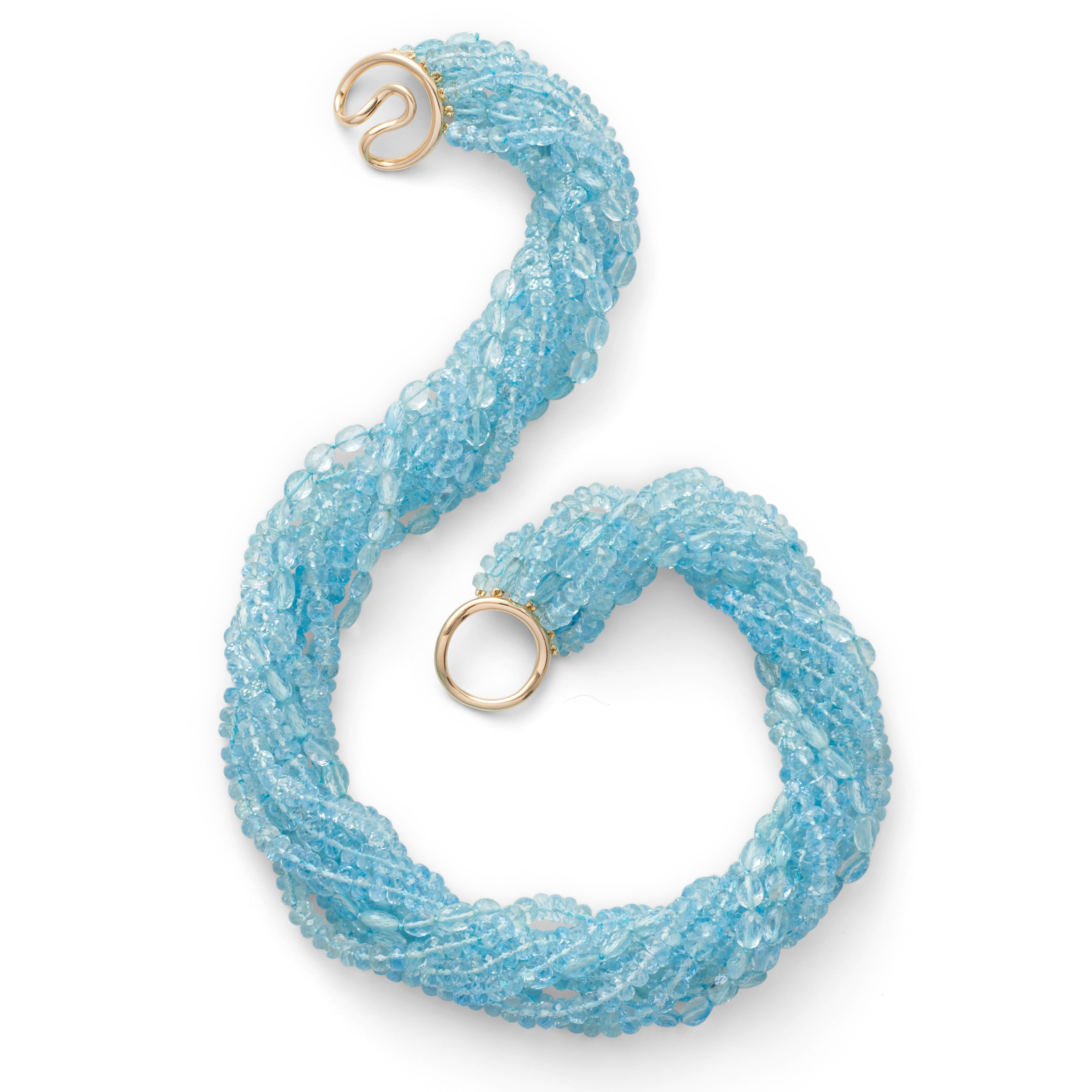 Aquamarine 9 Strand Twist Necklace - Elegant Handmade Jewelry for Women, Gift for Her | Perfect for Weddings, Parties & Special Occasions