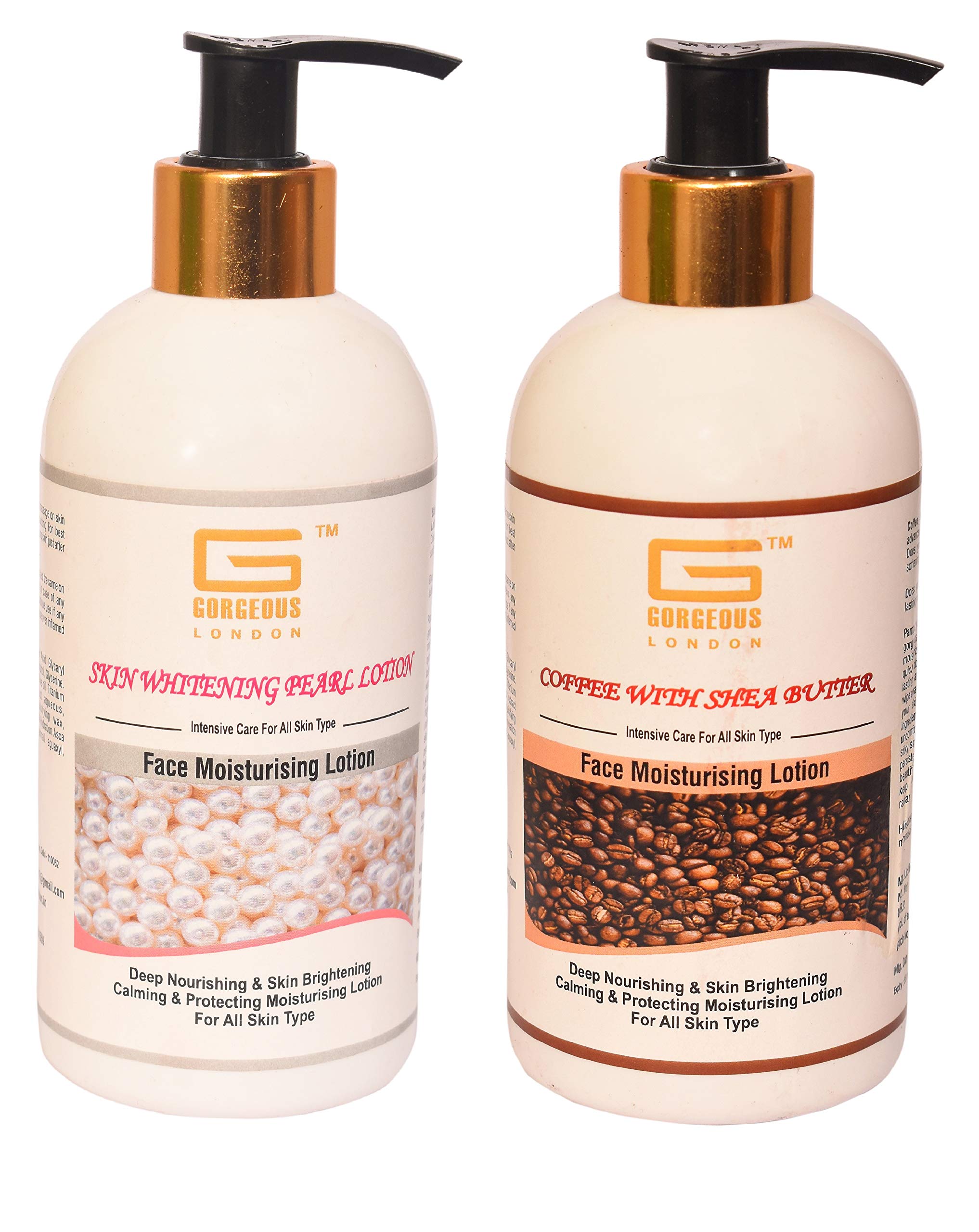 London Pearl & Coffee Brightening Face Moisturizer with Shea Butter - Hydrating & Whitening Cream (2 Pack, 300ml Each) for Glowing Skin - Perfect for Daily Skincare Routine & Nighttime Hydration