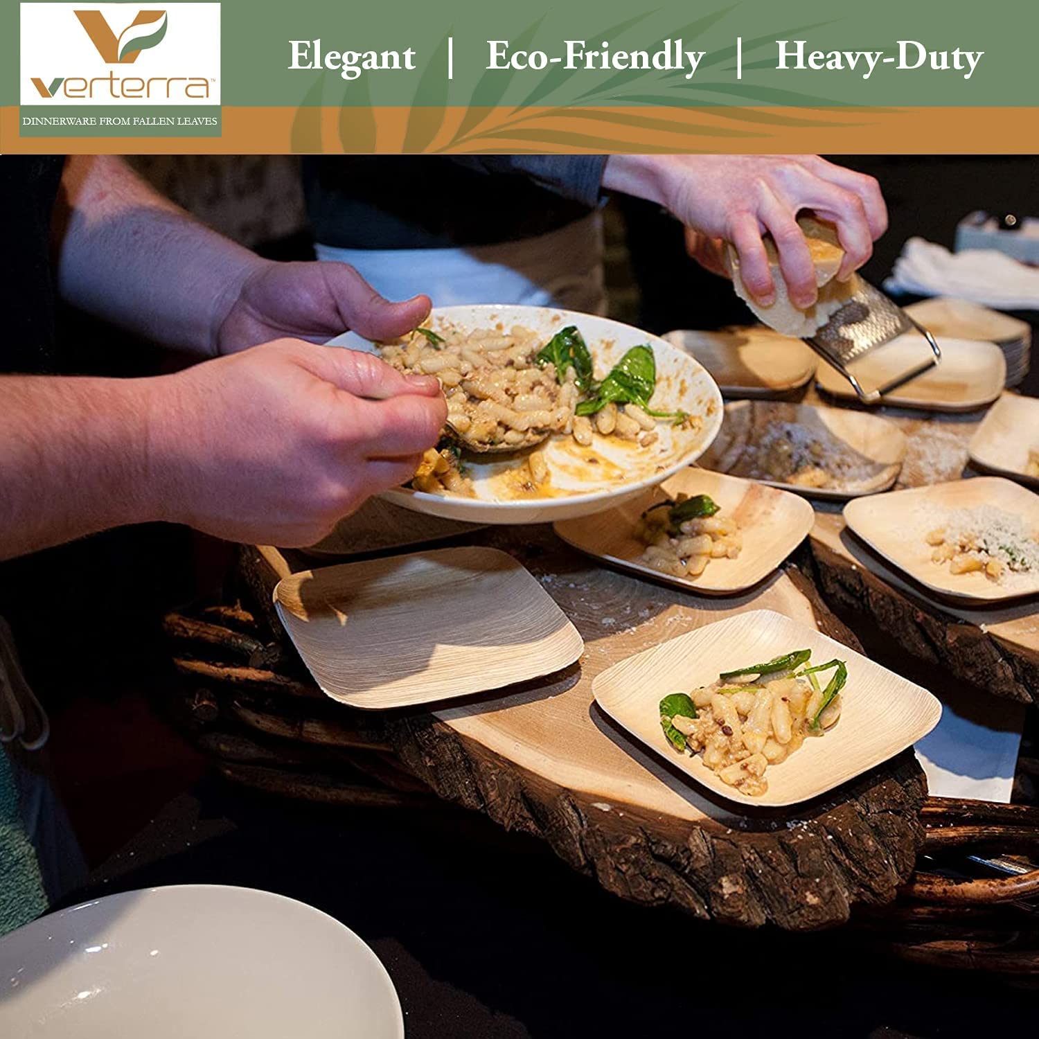 Eco-Friendly 6-Inch Square Compostable Palm Leaf Plates - Heavy Duty Disposable Dinnerware for Weddings, Parties & Events (300 Pack) | Sustainable Tableware for Outdoor Picnics, BBQs & Catering Services