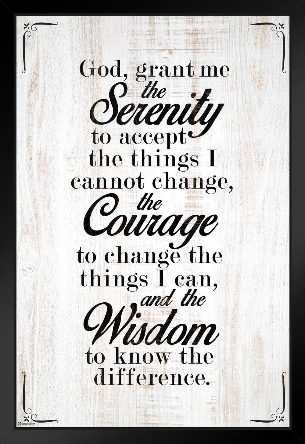 Serenity Prayer Framed Wall Art - God Grant Me Serenity Courage Wisdom - Christian Bible Verse Inspirational Decor - Motivational Scripture Poster for Home, Office & Church (20x26 Matted Frame)
