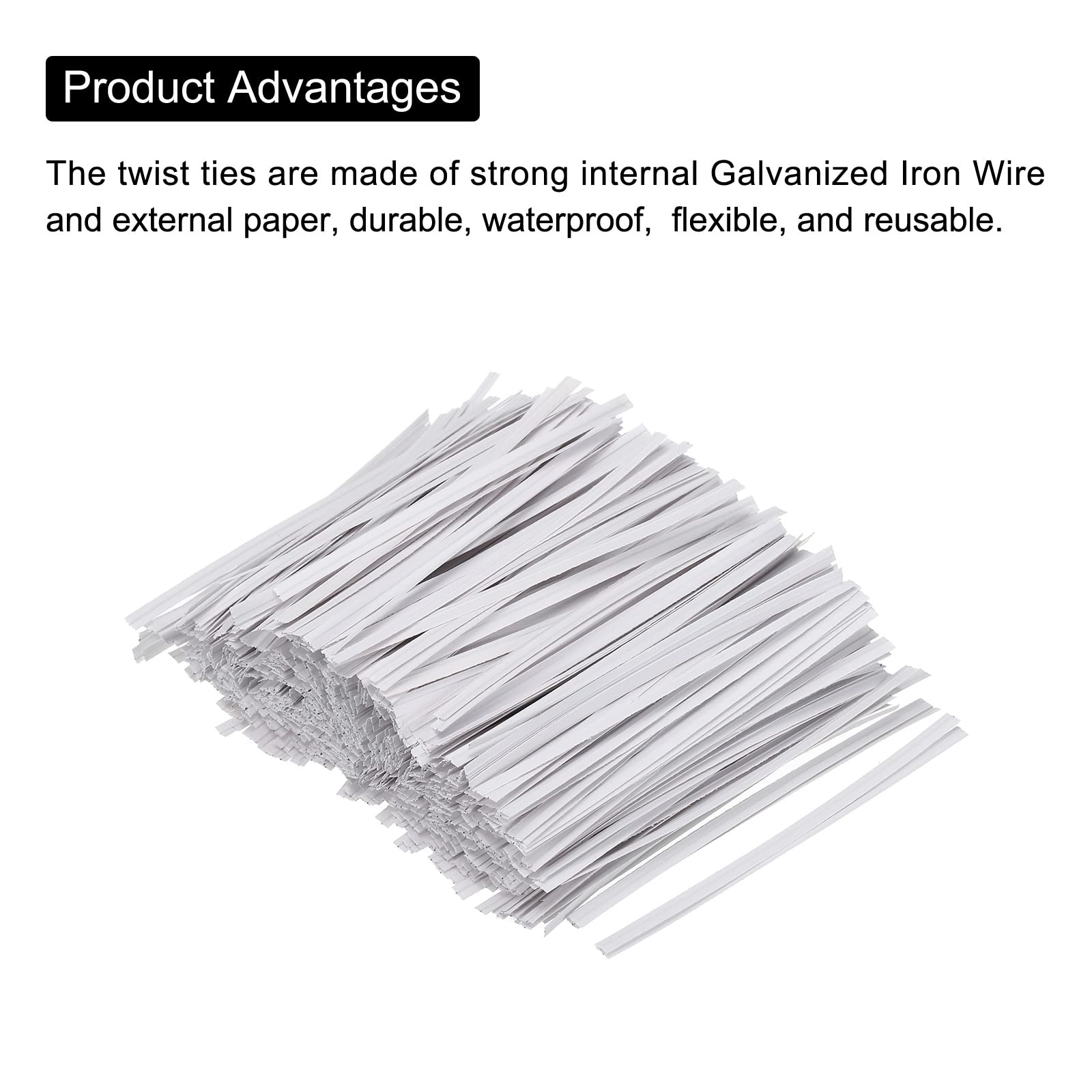 PATIKIL 4-inch White Twist Ties - 1500 Pack for Securing Gift Bags, Candy Wrappers, Bread Bags & DIY Crafts | Perfect for Party Decorations, Baking Storage & Art Projects