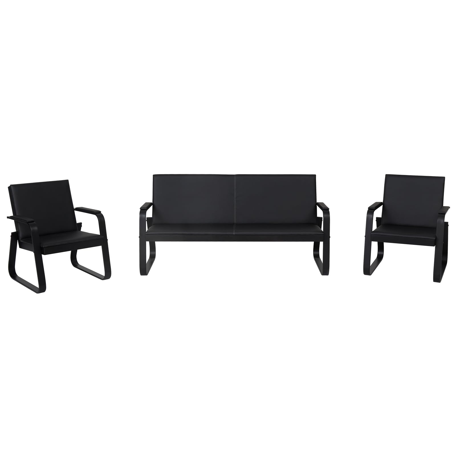 Kinsuite 5-Seat PU Leather Waiting Room Chairs - Modern Reception Guest Chairs for Office, Lobby, Airport, Barber Shop & Clinic - Durable Bench Seating with Comfortable Cushions