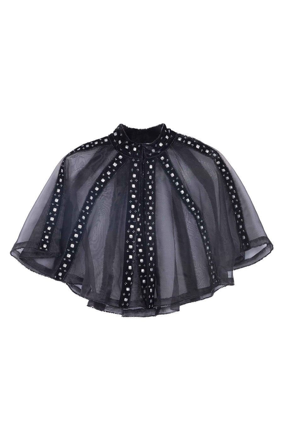 Elegant Sheer Velvet Beaded Capelet Shawl for Women - Perfect for Weddings, Evening Parties & Special Occasions