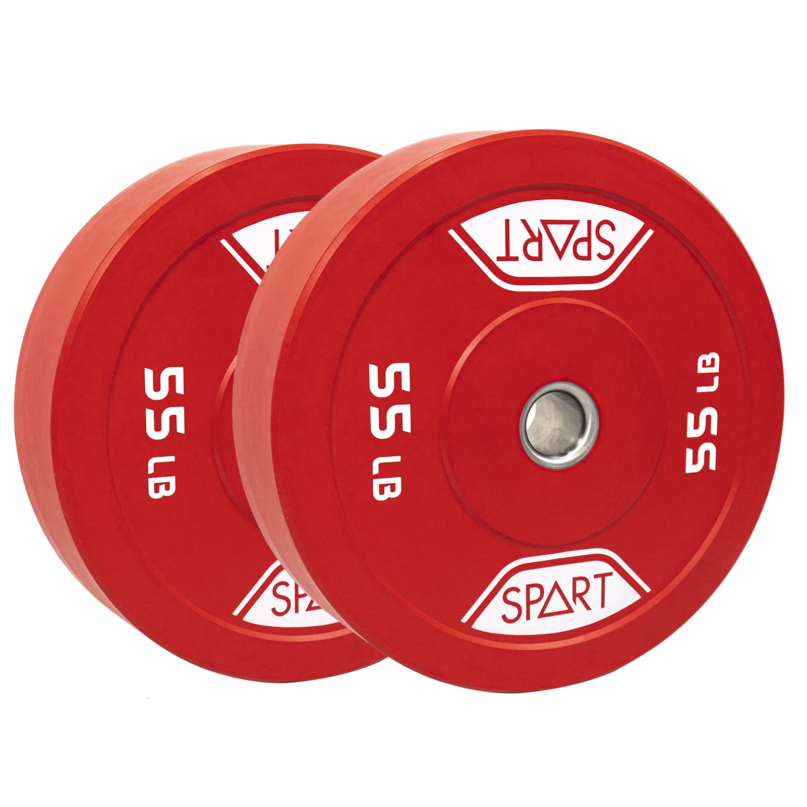 SPART 2 Inch Rubber Bumper Plates - Color Coded Olympic Weight Plates with Stainless Steel Insert for Strength Training, Weightlifting & Crossfit (Single/Pair) - Perfect for Home Gym, Commercial Fitness Centers & CrossFit Boxes
