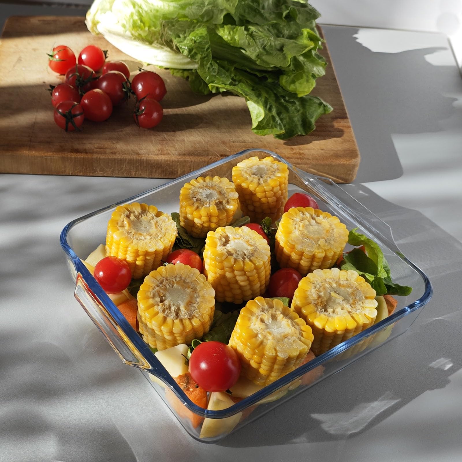 7.8 Inch Square Borosilicate Glass Baking Dish - Oven Safe Casserole Pan for Baking, Roasting & Air Frying | Perfect for Lasagna, Brownies & Meal Prep