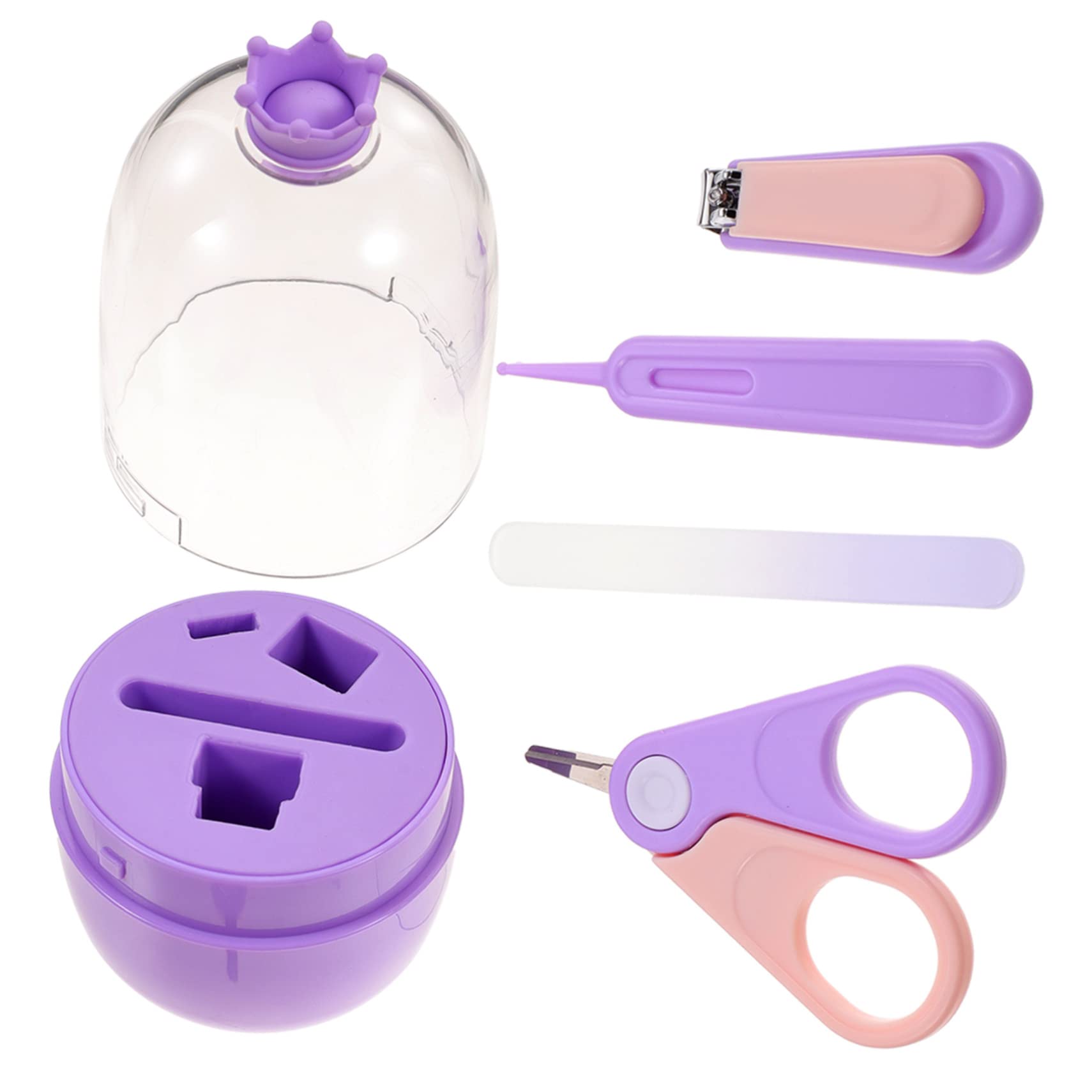 IWOWHERO 1 Set Purple Nail Scissors & Nail Art Supplies Kit for Newborn Baby Fingernails - Perfect for Home Manicures & Newborn Care