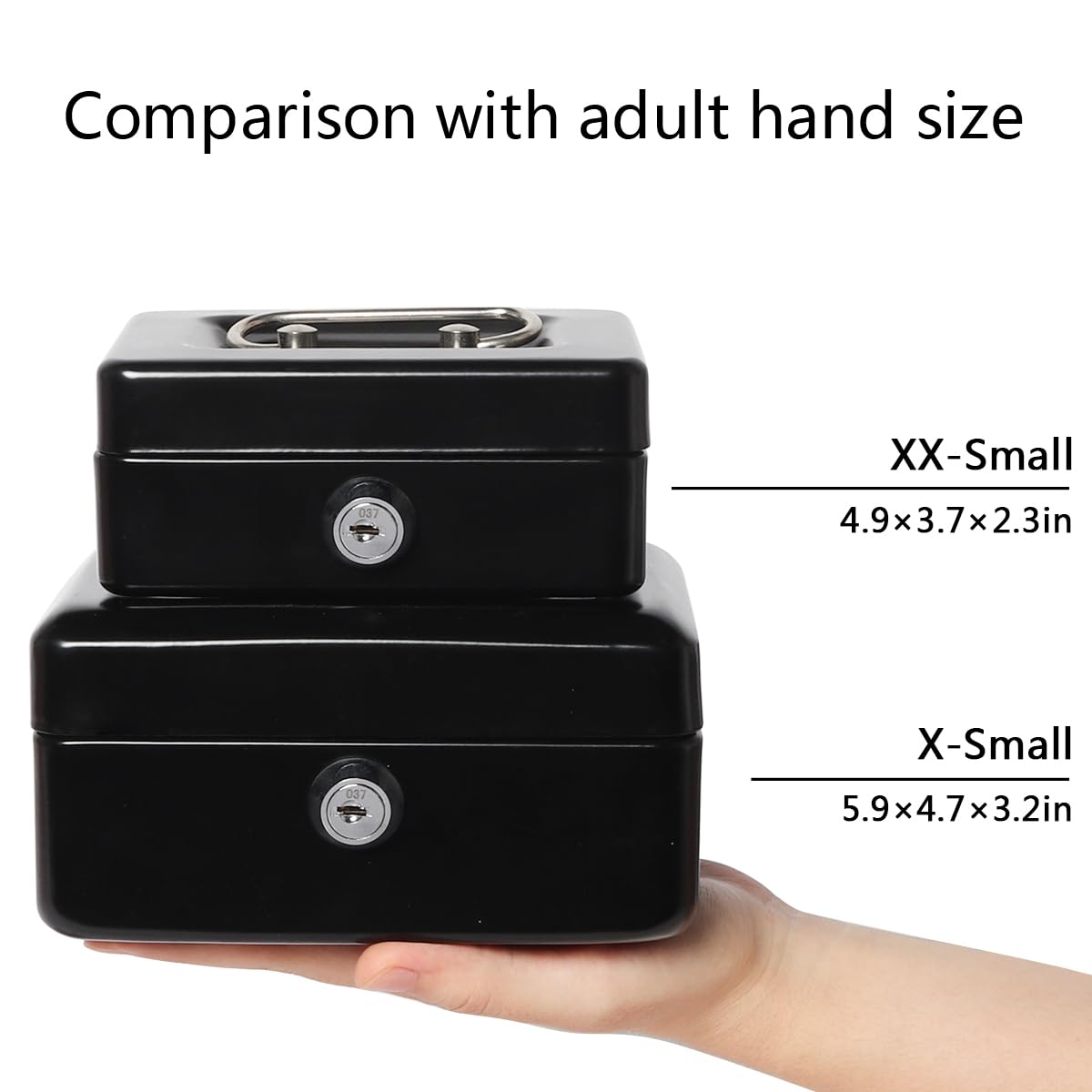 Kasten Small Metal Cash Box with Money Tray - Secure Lock Box for Kids (5.9