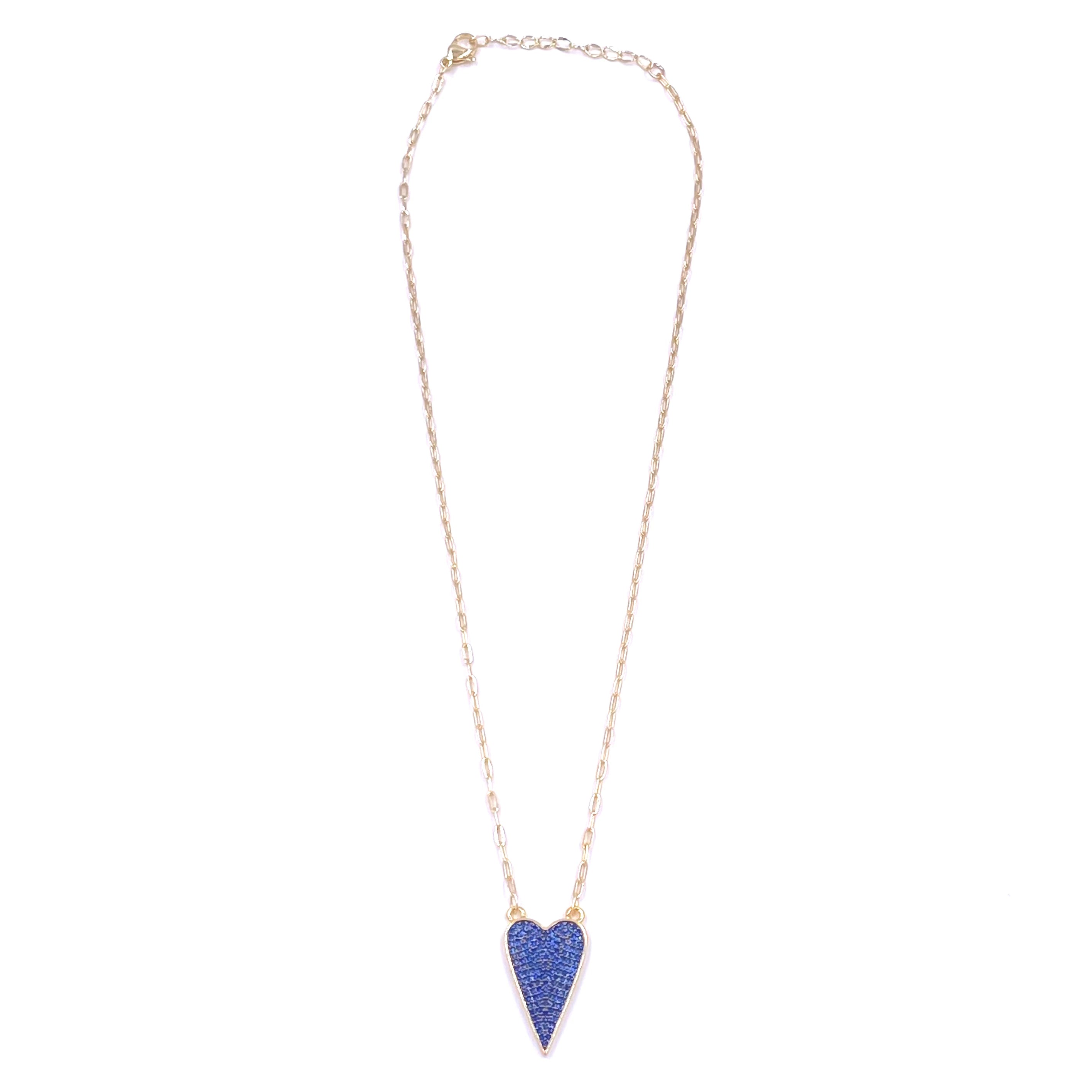 Ashley Gold Stainless Steel Heart Pendant Necklace with Blue CZ Stones - Elegant Jewelry for Women, Perfect for Valentine's Day Gifts, Anniversary Presents & Romantic Occasions