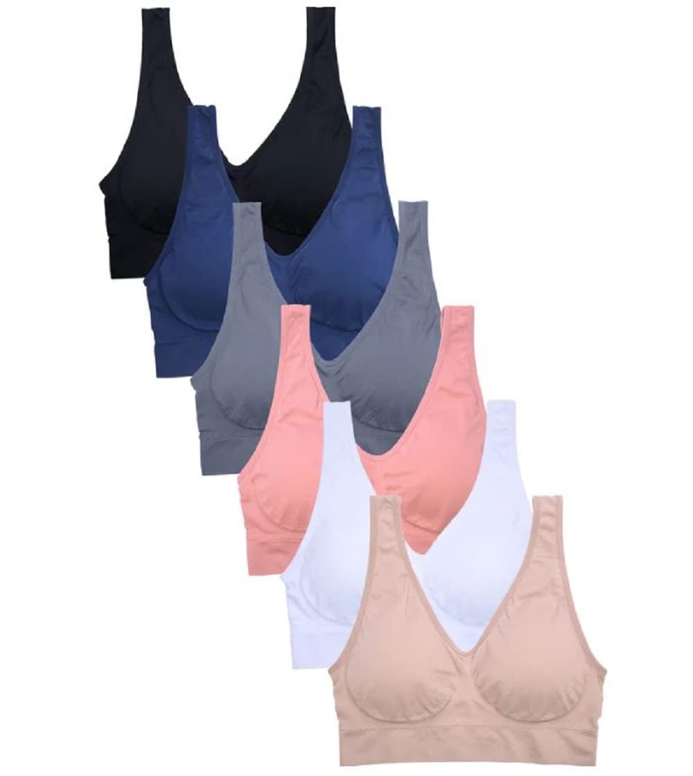 Best Women's 6-Pack Sports Bras - High Support, Moisture Wicking & Comfortable for Yoga, Running, Gym Workouts & Active Lifestyles