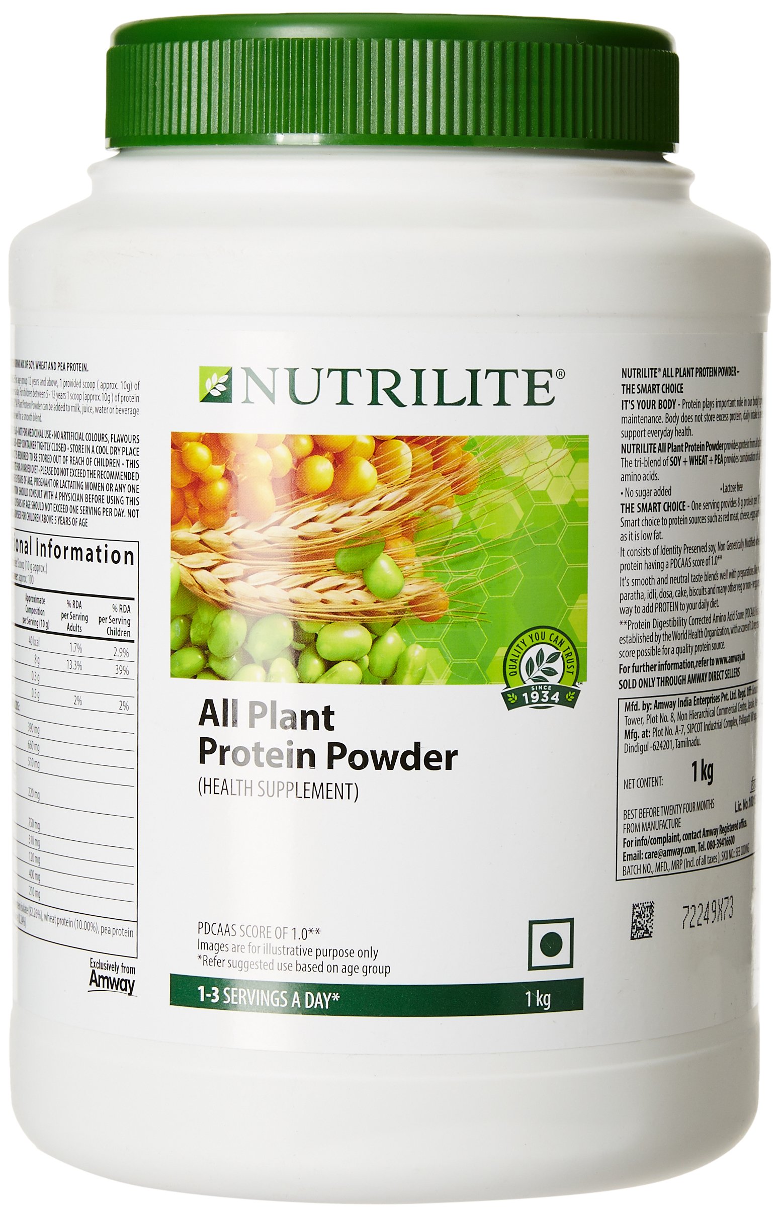 Nutrilite Amway All Plant Protein Powder 1Kg - Butterscotch Flavor | Vegan Protein Supplement for Muscle Recovery & Weight Management | Perfect for Smoothies, Baking & Post-Workout Shakes