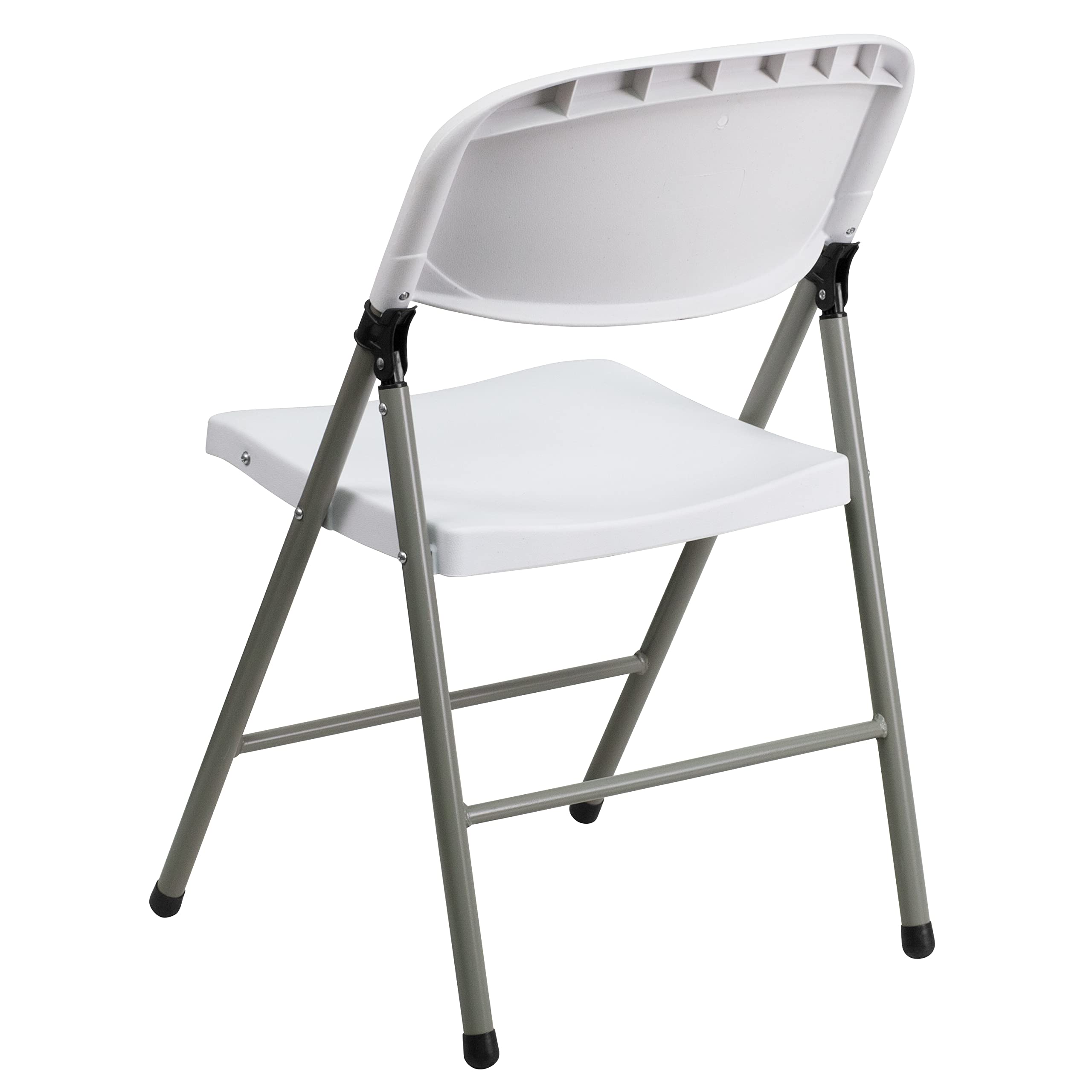 EMMA + OLIVER 2 Pack Commercial White Plastic Folding Chairs - Heavy Duty Stackable Event & Party Chairs for Weddings, Banquets, and Outdoor Gatherings