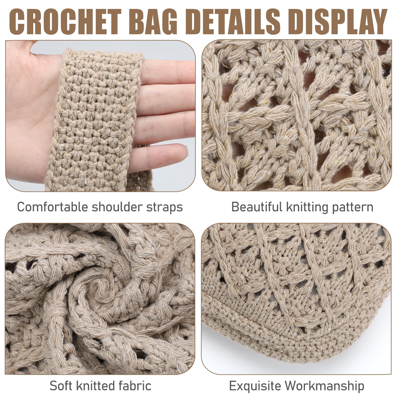 Hatisan Women's Large Crochet Tote Bag - Aesthetic Knit Shoulder Handbag for Beach, Shopping & Travel | Stylish Summer Accessory