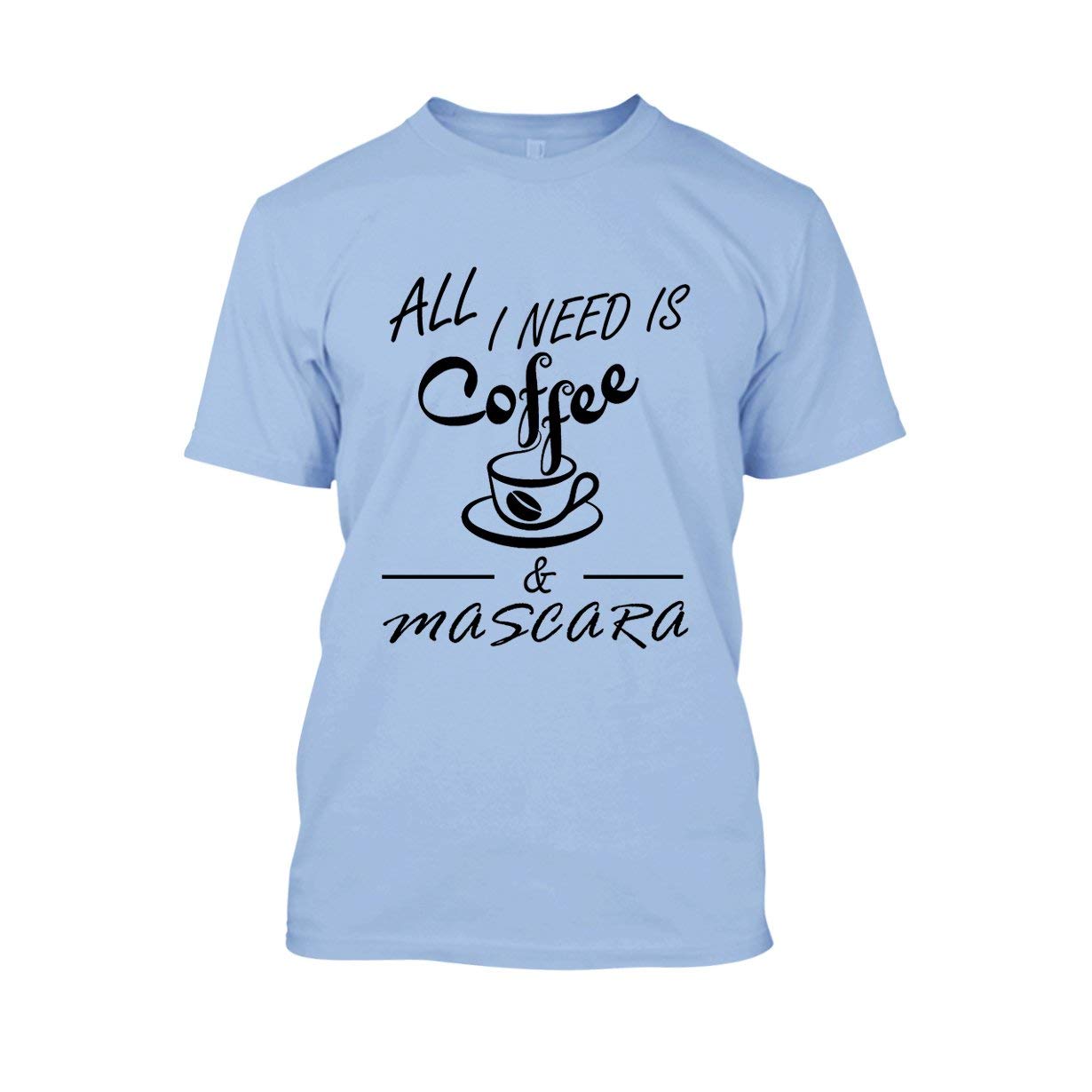 Funny Coffee and Mascara Graphic T-Shirt for Women - Soft Cotton Short Sleeve Tee - Perfect for Casual Wear, Coffee Dates & Makeup Lovers