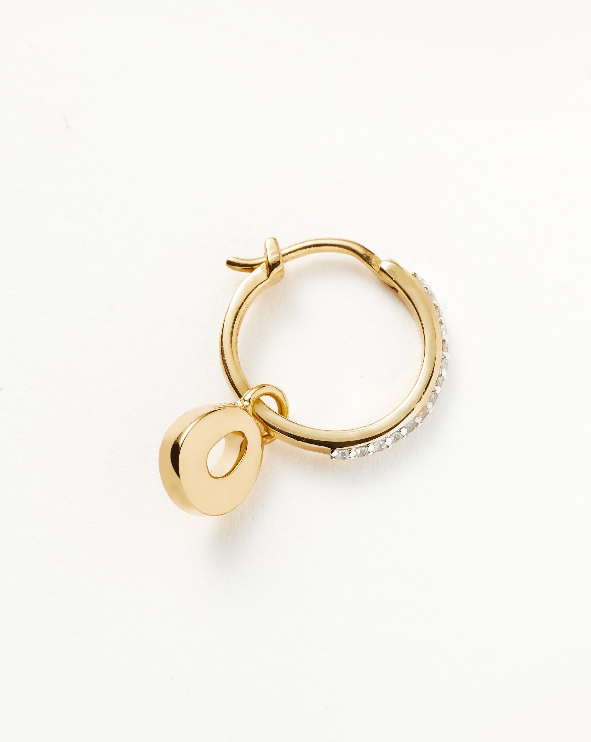 Personalized Initial Single Charm Hoop Earrings - 18k Gold Vermeil for Women | Monogram Jewelry Gift for Her | Perfect for Everyday Wear, Date Nights & Special Occasions