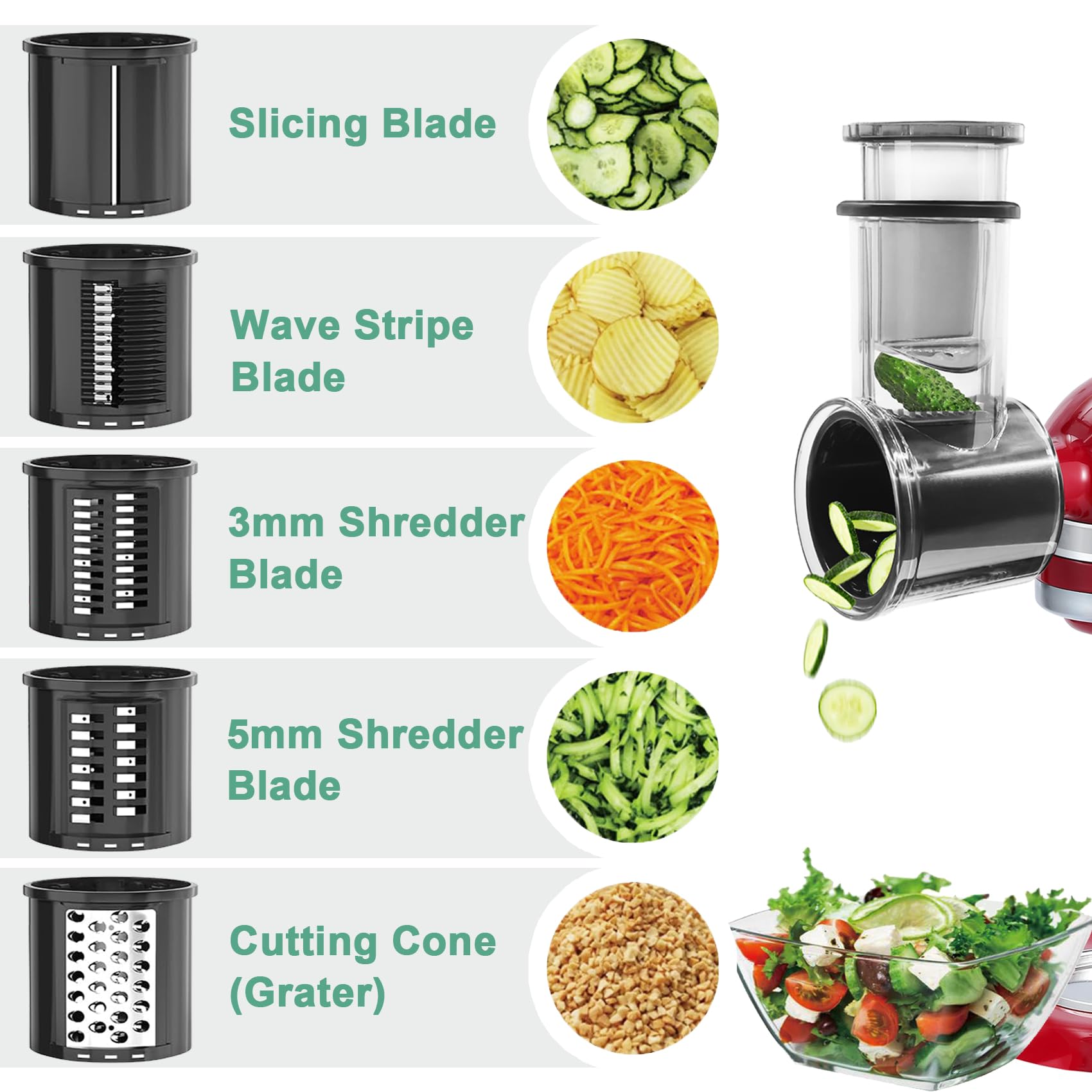 **KitchenAid Stand Mixer Pasta Maker Attachment Set - 5 Blades for Slicing, Shredding & Grating Cheese, Vegetables | Fresh Prep Accessory for Homemade Pasta, Salads & More**    *(Use Cases: Perfect for making fresh pasta, grating cheese, slicing vegetables, and meal prep for Italian dishes, salads, and homemade snacks.)*