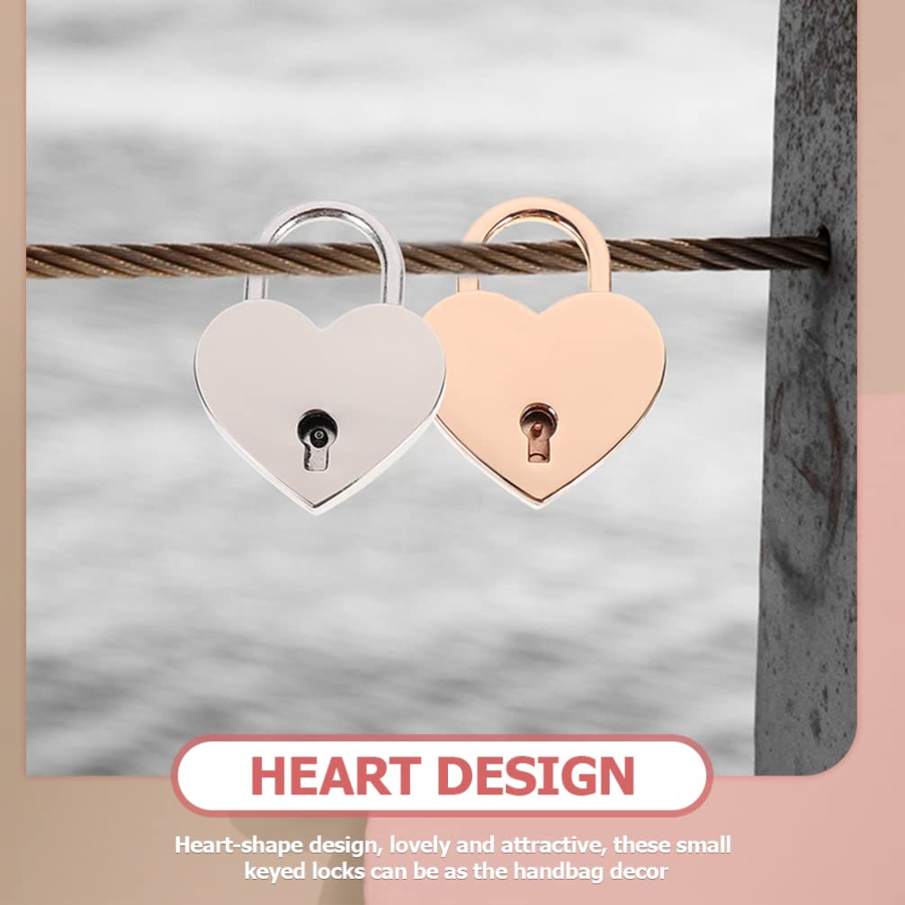 Operitacx 3-Piece Metal Heart Padlock Set - Mini Keyed Locks with Keys for Jewelry Box, Storage Box, Diary & Locker Decor - Golden Small Lock for Gifts, Keepsakes & Romantic Surprises