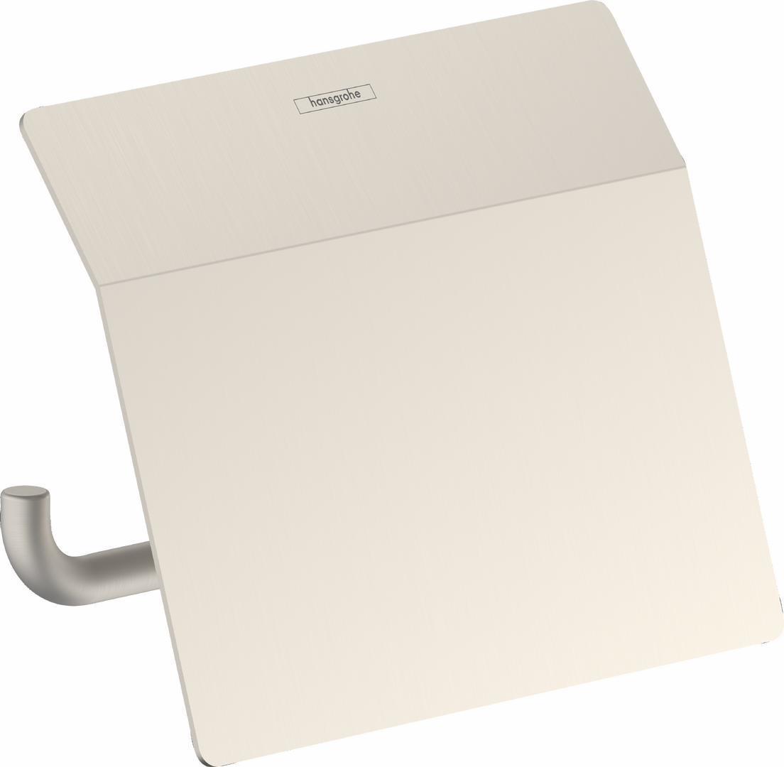 AddStoris Brushed Nickel Toilet Paper Holder 41753820 by Hansgrohe - Modern Bathroom Tissue Roll Stand for Home & Office