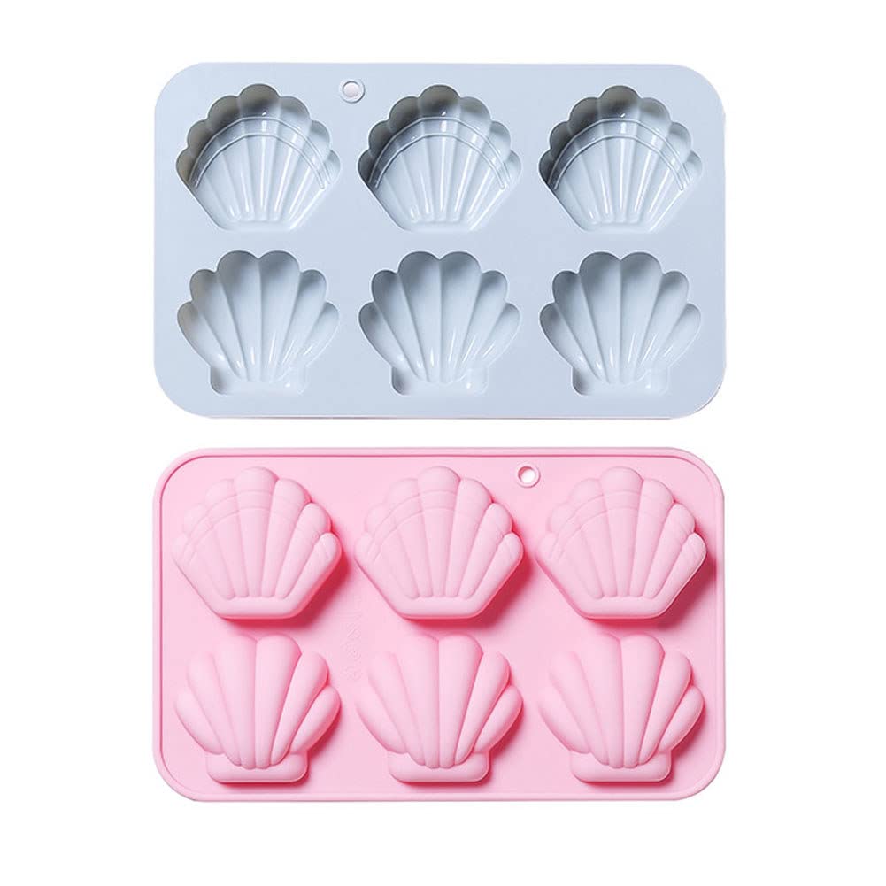 CANDeal Silicone Madeleine Baking Tray Set of 2 - Non-Stick 6-Cavity Madeleine Mold for Cakes, Chocolate, Candy & Biscuits - Perfect for Home Baking, Tea Parties & French Pastry Making