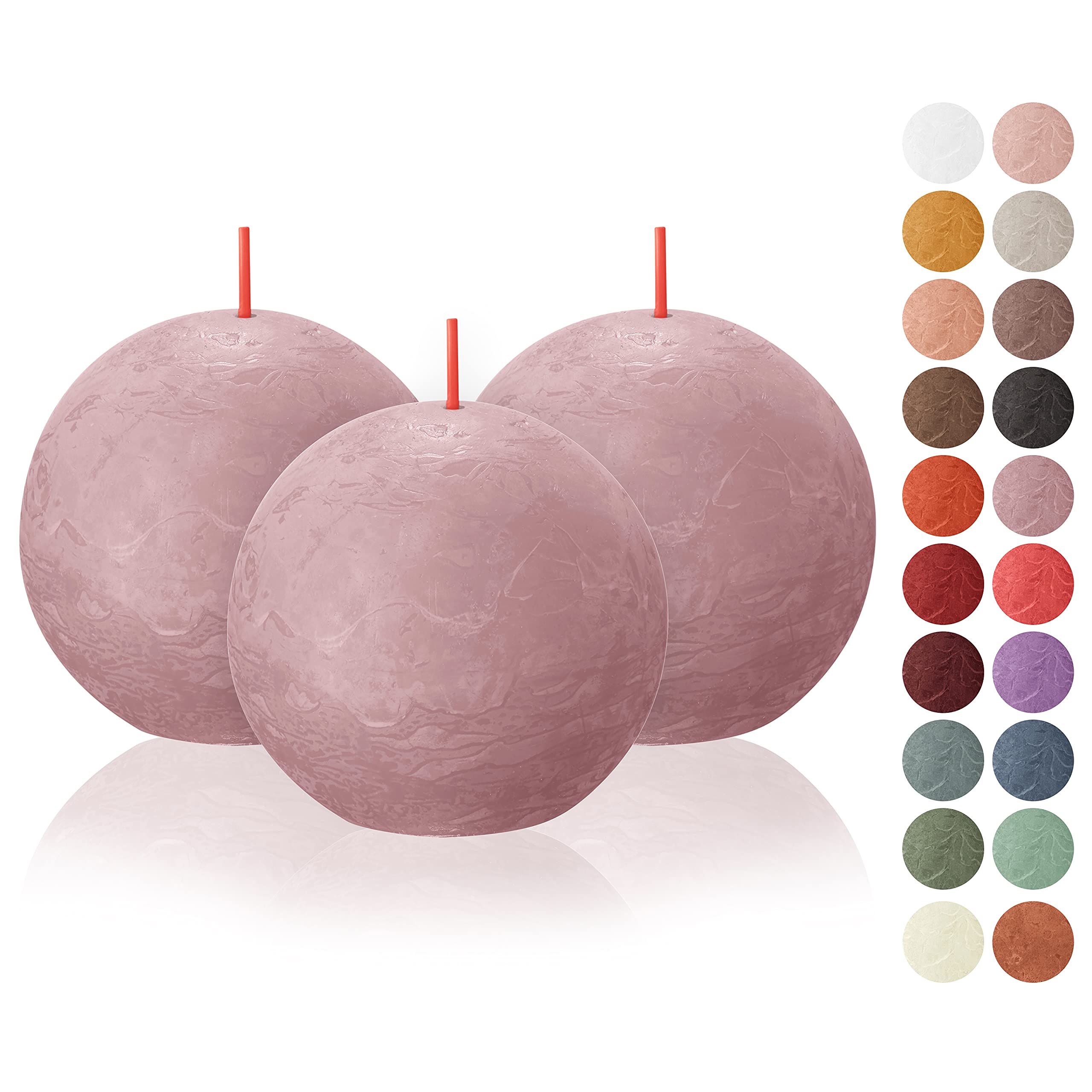 BOLSIUS 3-Pack Ash Rose Rustic Ball Pillar Candles - 3 Inch Unscented Dripless Smokeless Candles - Premium European Quality with Natural Plant-Based Wax - 25 Hour Burn Time - Perfect for Wedding Centerpieces, Romantic Dinner Decor, and Party Lighting