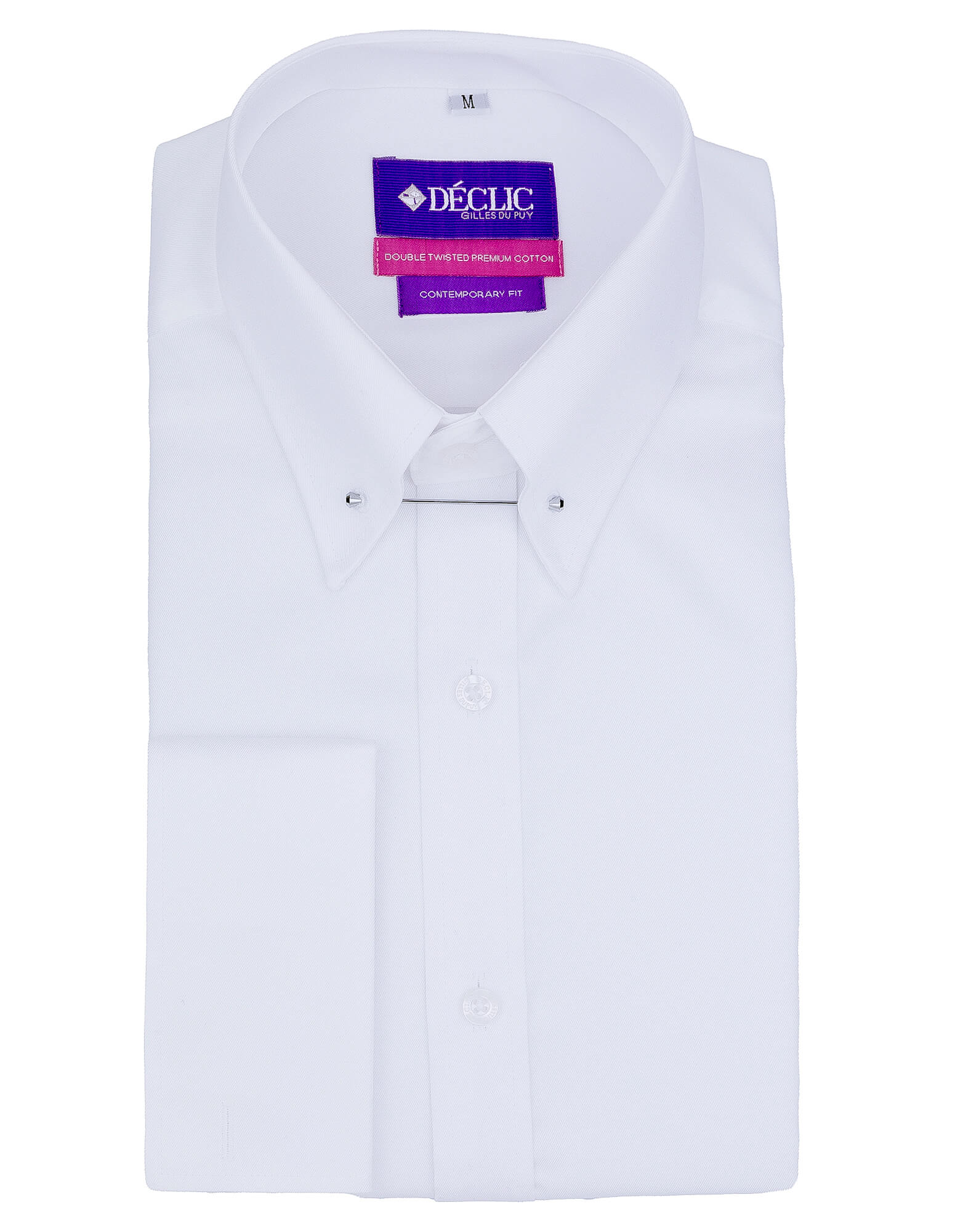 DÉCLIC Slim Fit Pin Collar Dress Shirt with Double Cuffs | Formal & Business Attire for Men | Perfect for Office, Weddings & Special Occasions
