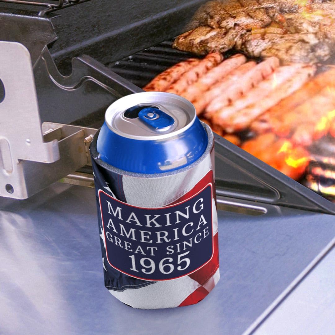 48-Pack Drink Can Coolers for 60th Birthday Party - Vintage 1965 America Theme - Perfect for BBQ, Tailgating & Patriotic Celebrations